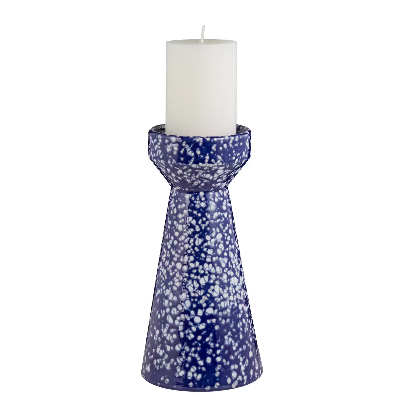 SPECKLE Stumpenkerzenhalter  - Steinzeug - Blau - Höhe: 25 cm