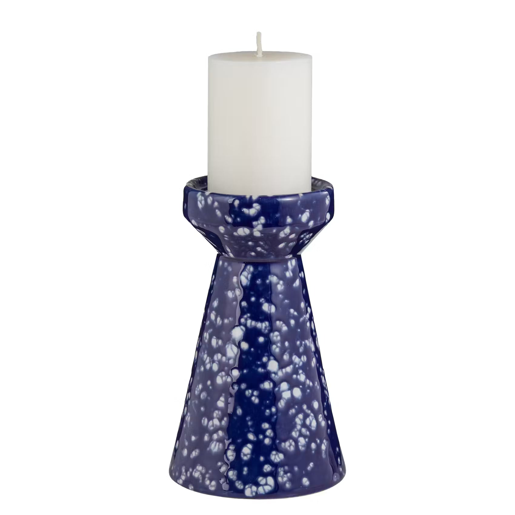 SPECKLE Stumpenkerzenhalter  - Steinzeug - Blau - Höhe: 20 cm