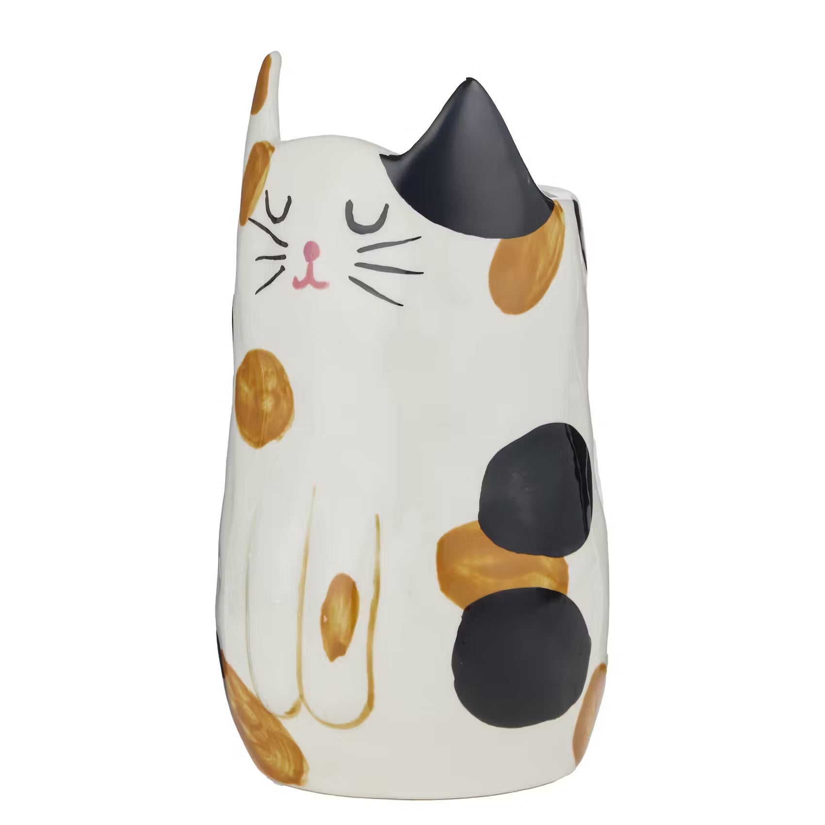 PABLO Vase Katze - Steingut - Beige