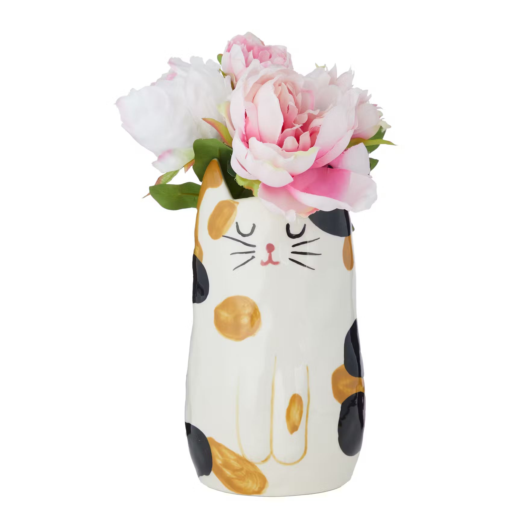 PABLO Vase Katze - Steingut - Beige