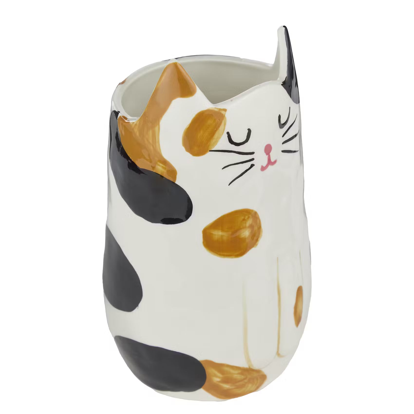 PABLO Vase Katze - Steingut - Beige