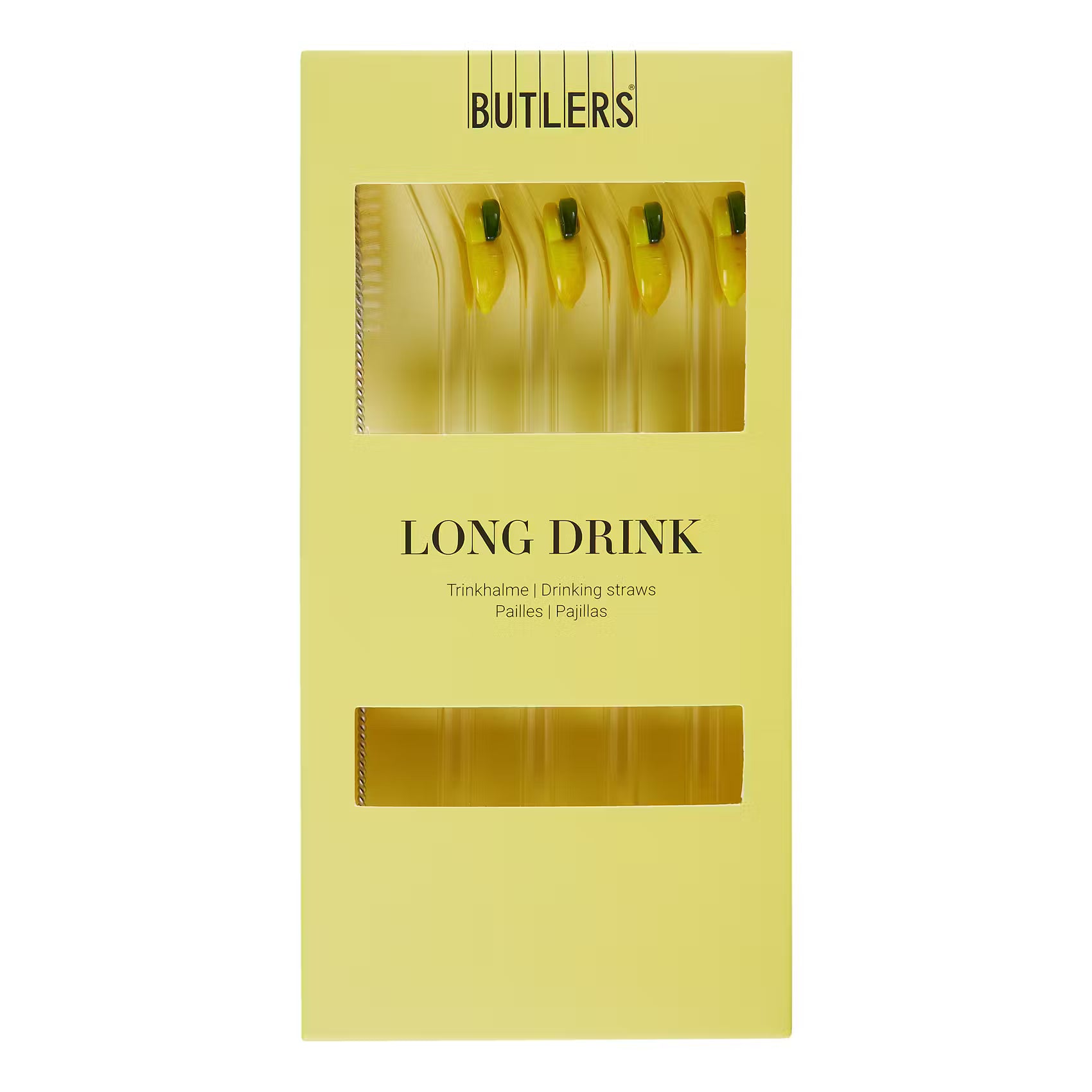 LONG DRINK Trinkhalm-Set 5-tlg. Zitrone - Borosilikatglas - Transparent