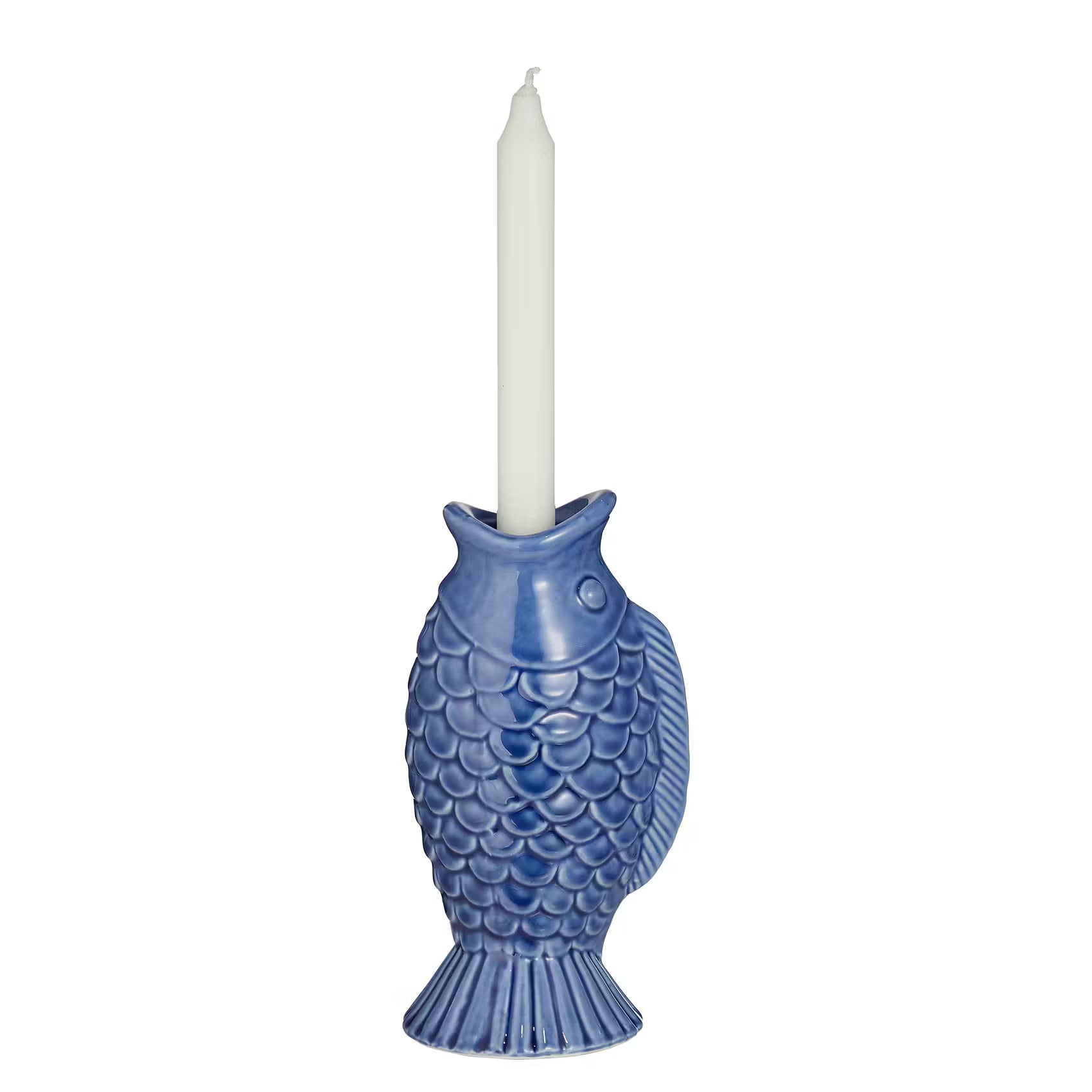 SEASIDE Kerzenhalter Fisch - Steingut - Blau