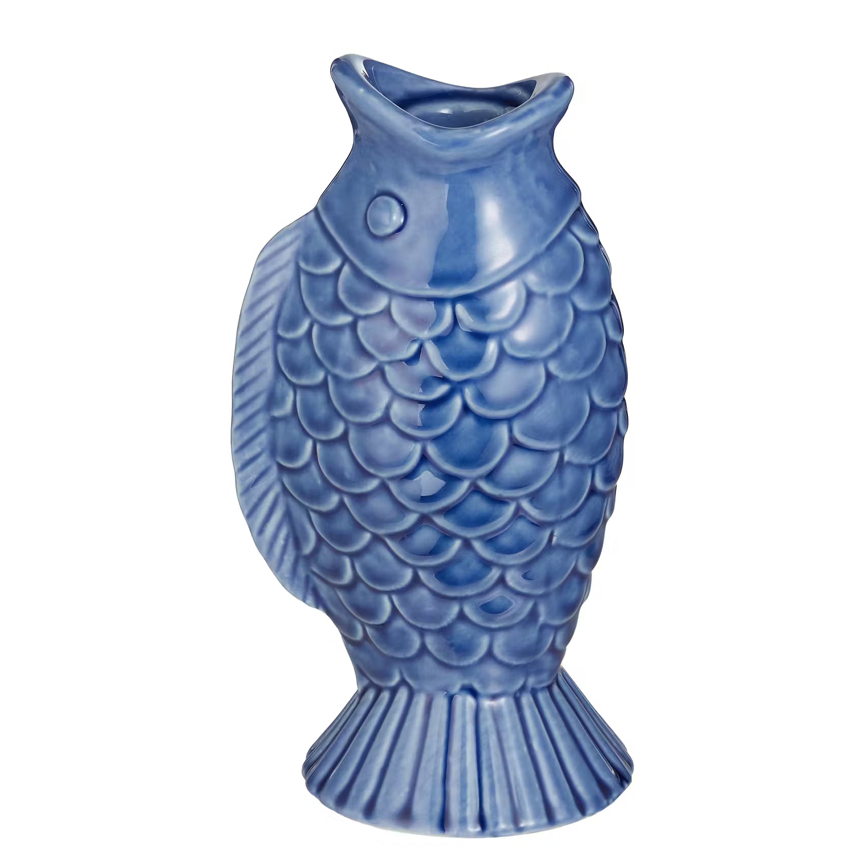 SEASIDE Kerzenhalter Fisch - Steingut - Blau