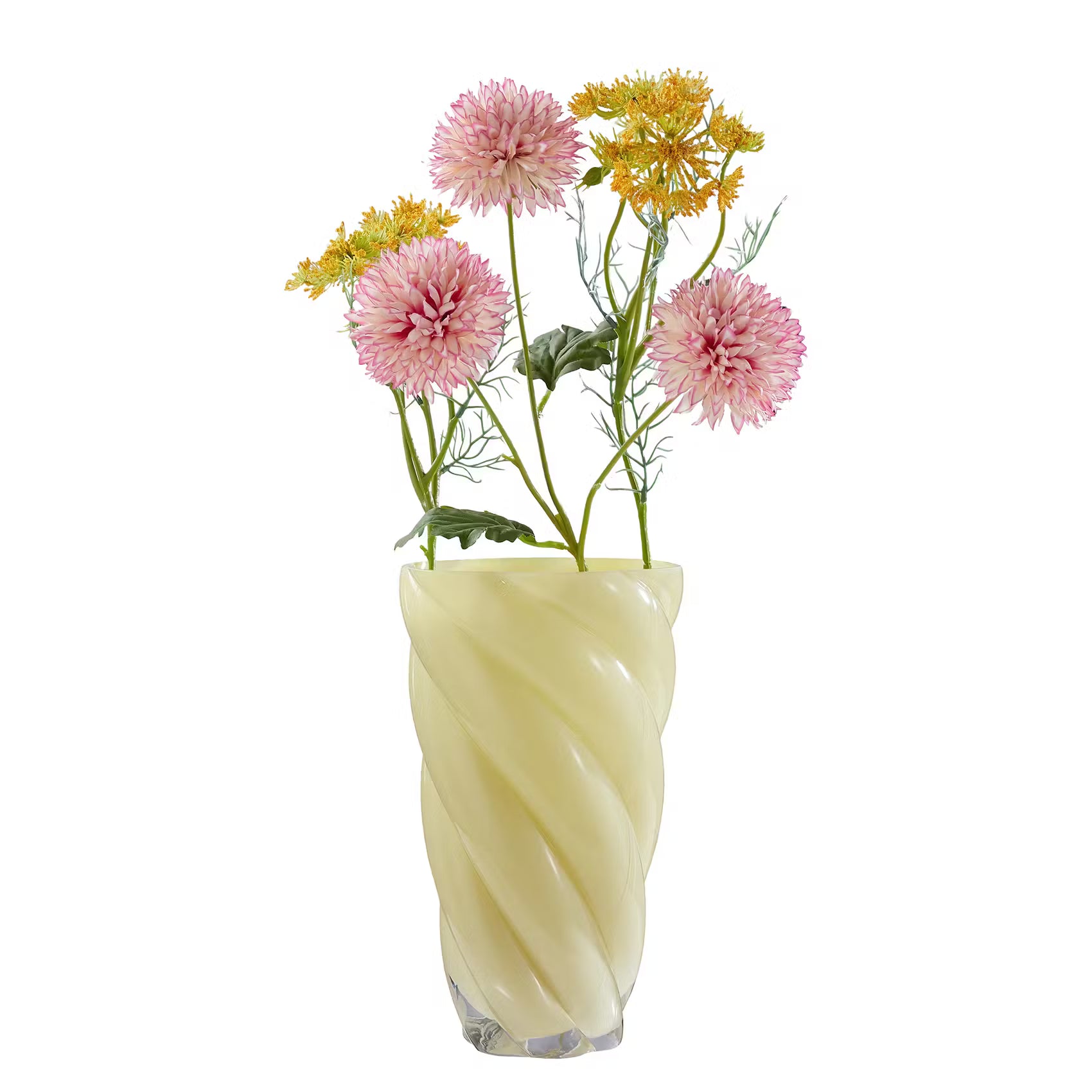 SWIRL Vase - Sodalime Glas - Pastellgelb