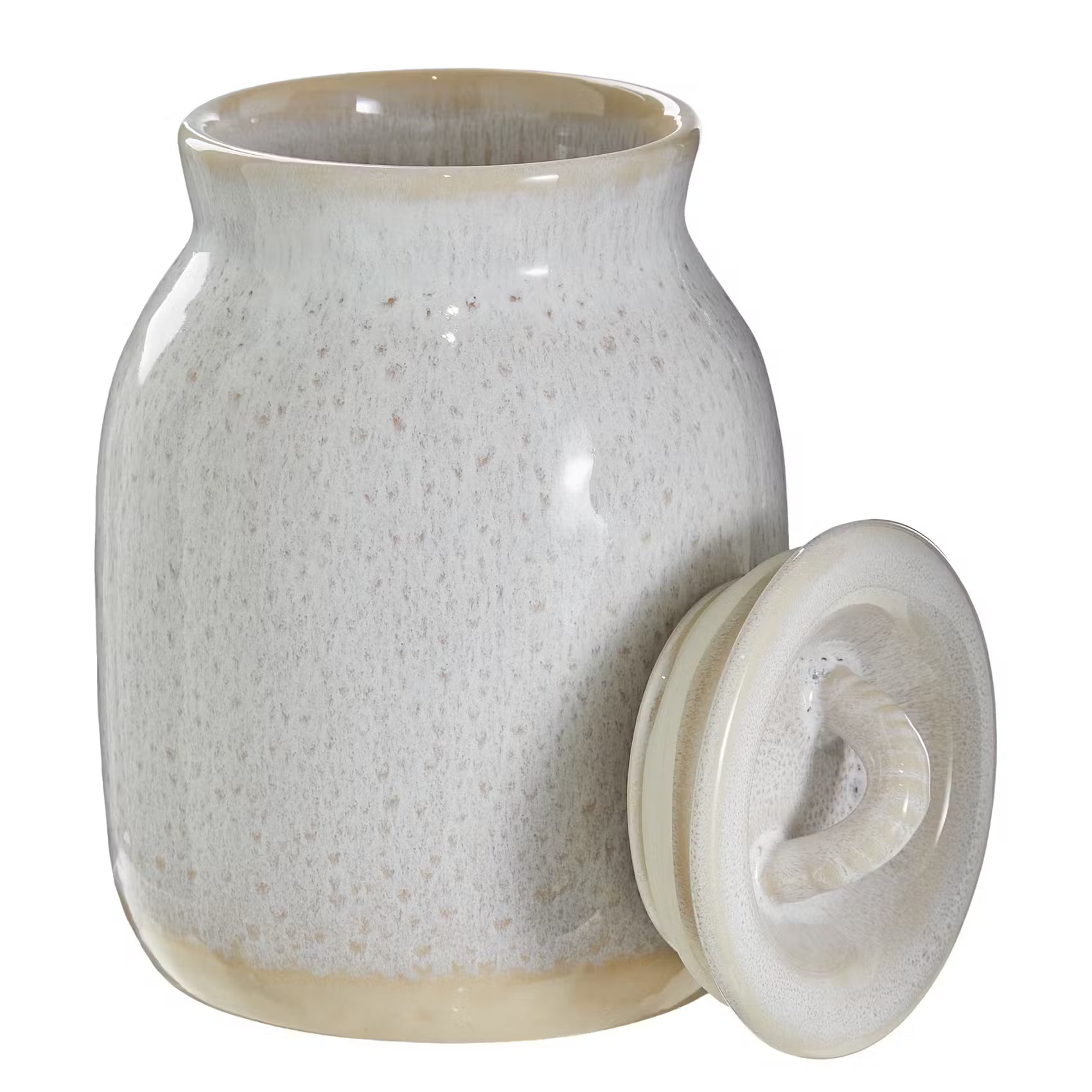 PORTIMAO Aufbewahrungsdose - Steinzeug - Beige - 13 x 18 cm