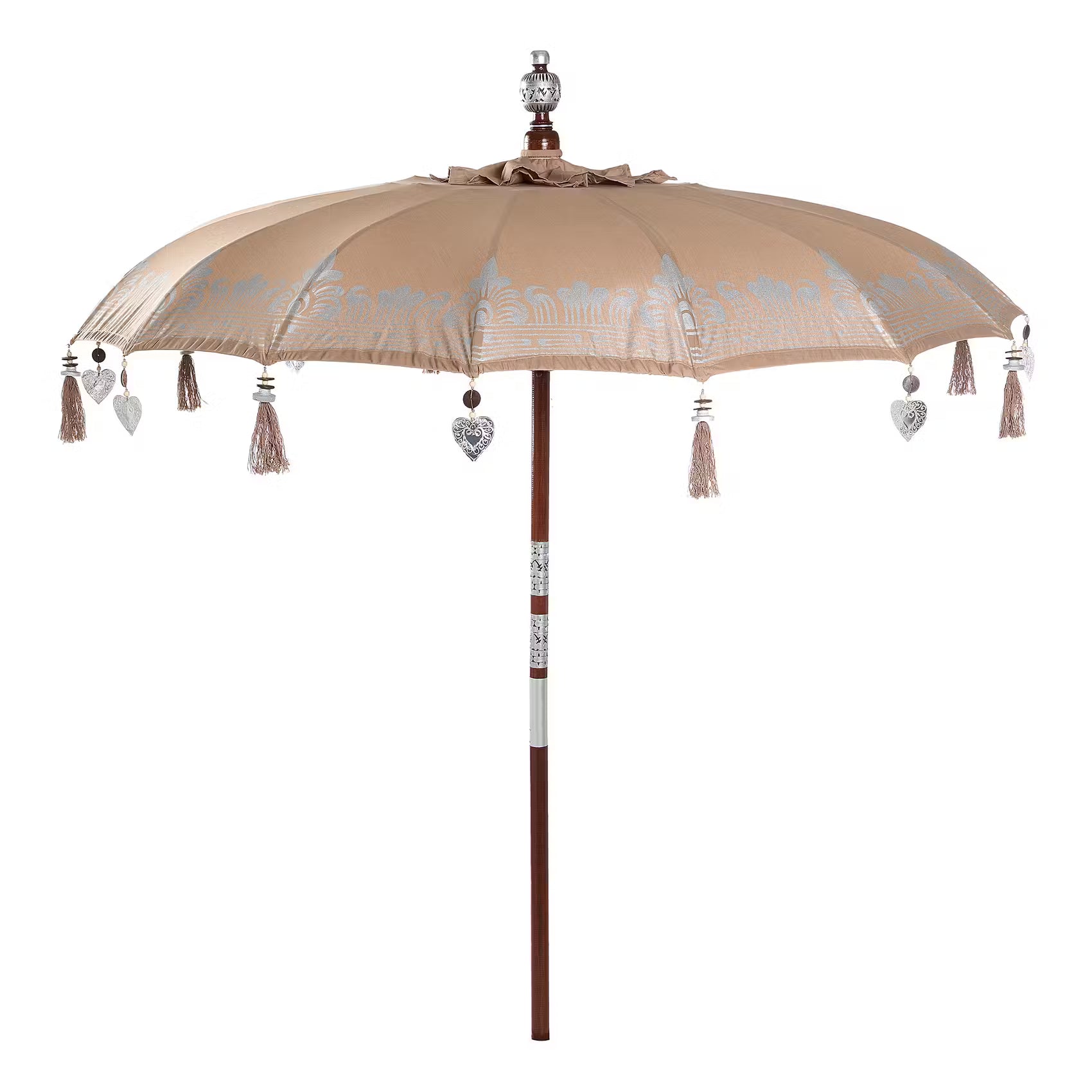 ORIENTAL LOUNGE Sonnenschirm - Mangoholz/Baumwollstoff/Metall - Beige