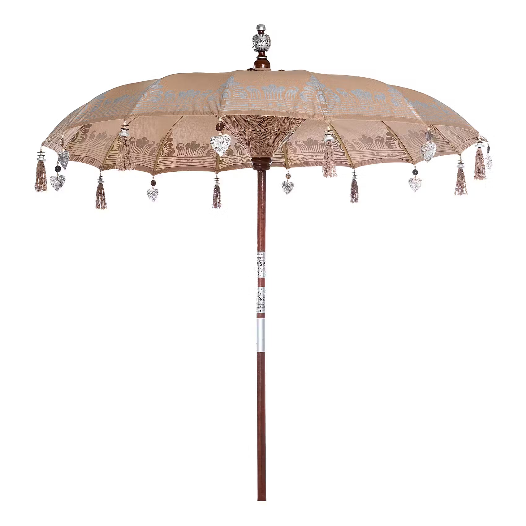 ORIENTAL LOUNGE Sonnenschirm - Mangoholz/Baumwollstoff/Metall - Beige