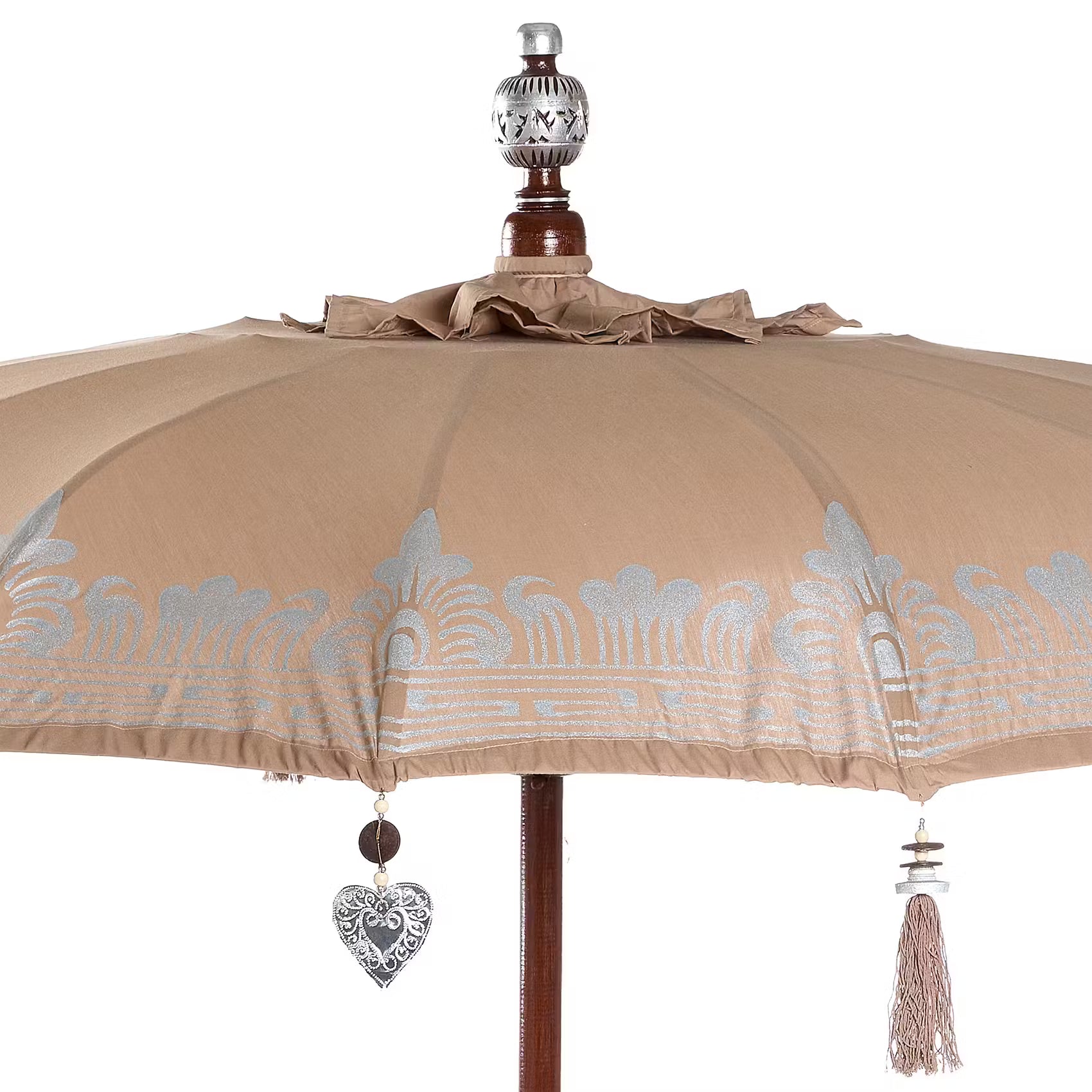 ORIENTAL LOUNGE Sonnenschirm - Mangoholz/Baumwollstoff/Metall - Beige