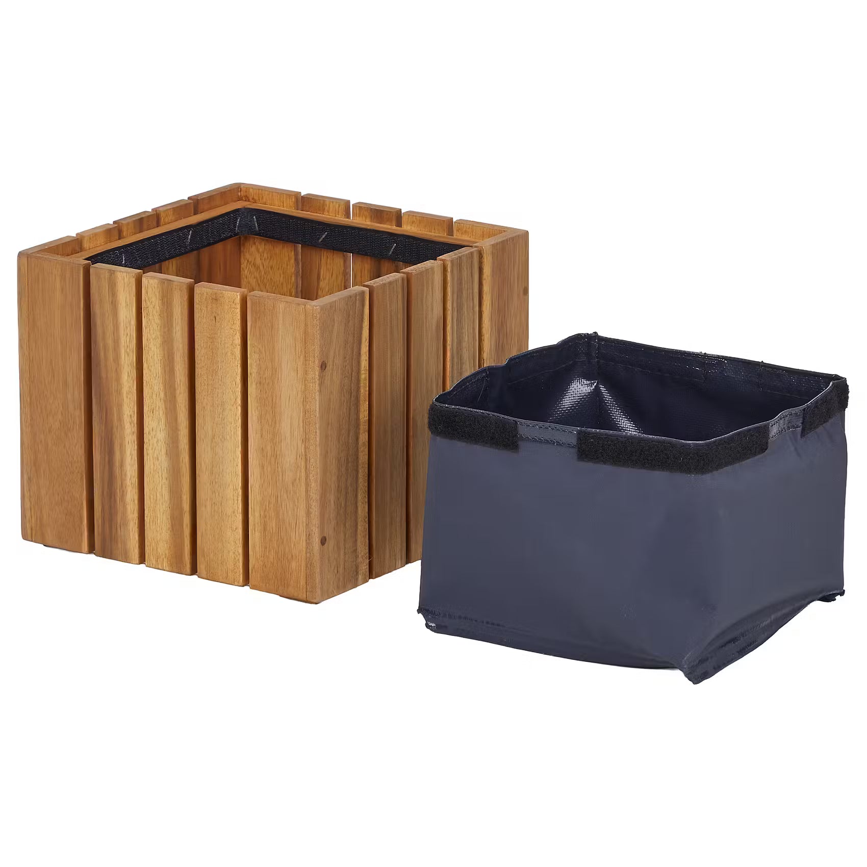 NEW GARDENING Pflanztopf-Set 3-tlg. - Akazienholz/Segelfolie - Braun