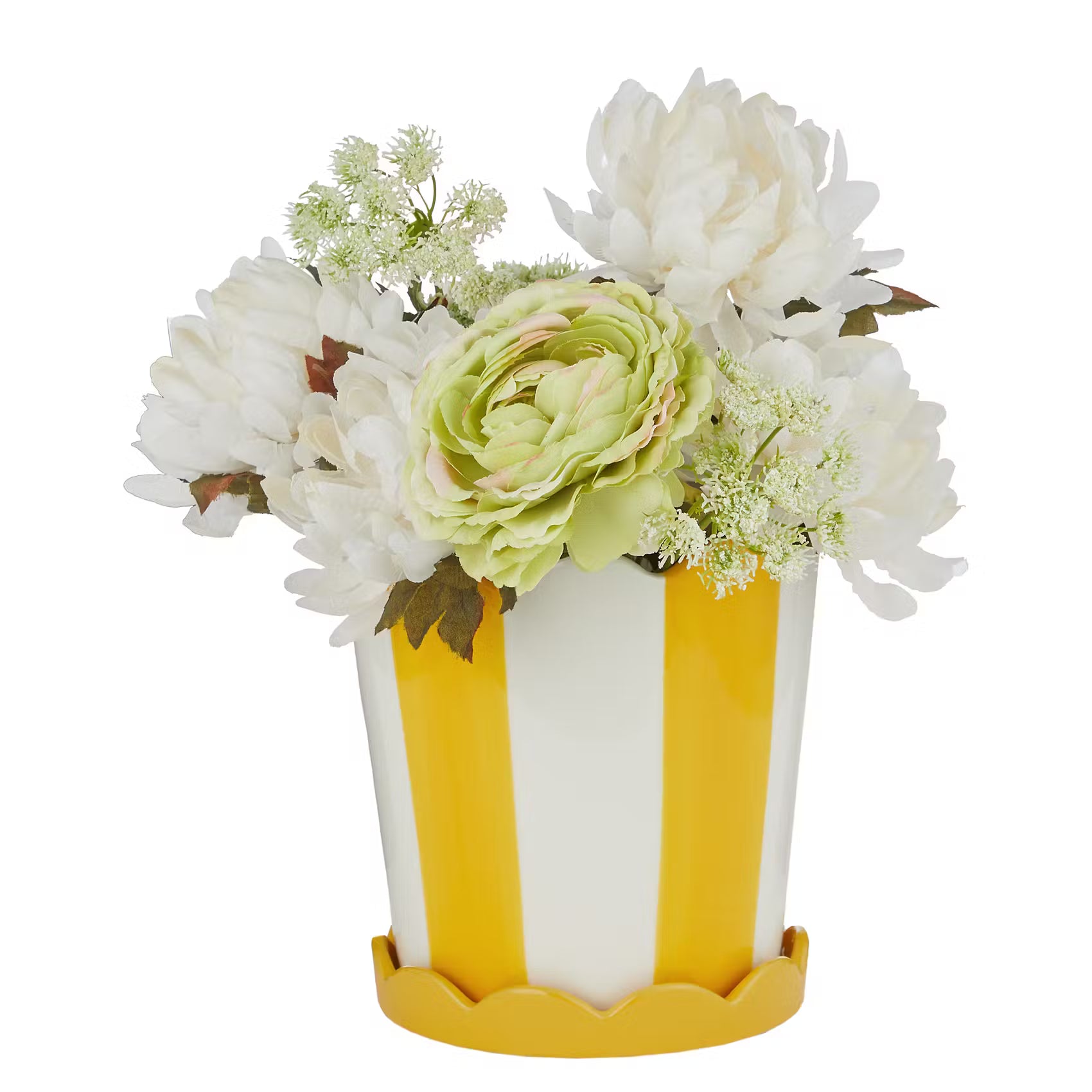 SUNDAE Blumentopf mit Teller - Steingut  - Gelb