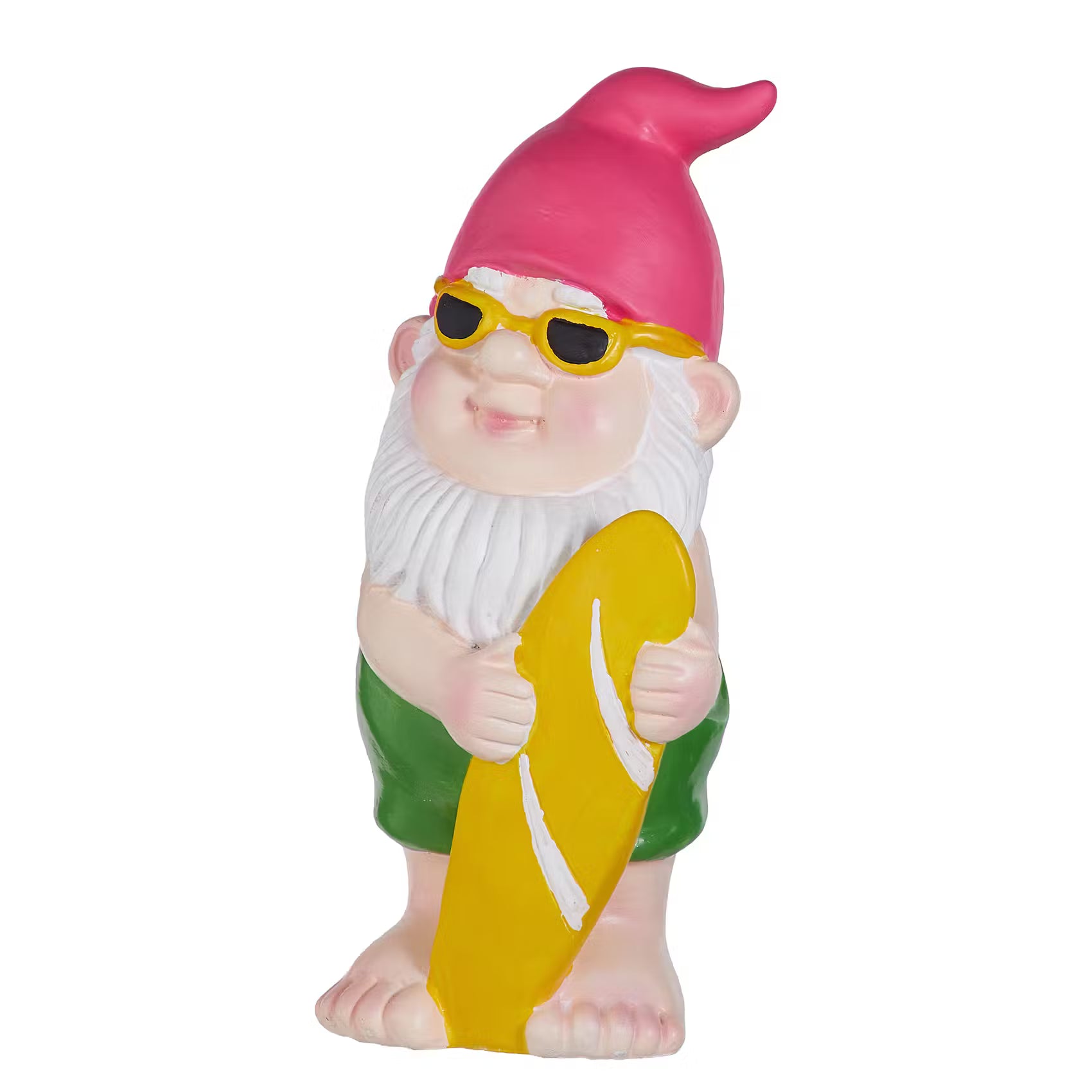 HANG LOOSE Deko-Zwerg mit Surfbrett - Polyresin - Pink