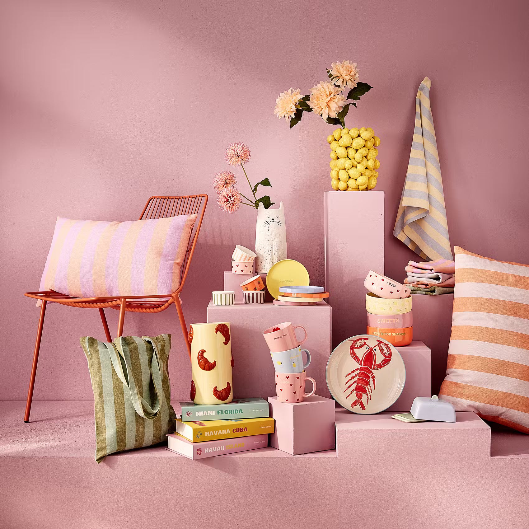 CROISSANT Vase - Dolomit - Pastellgelb