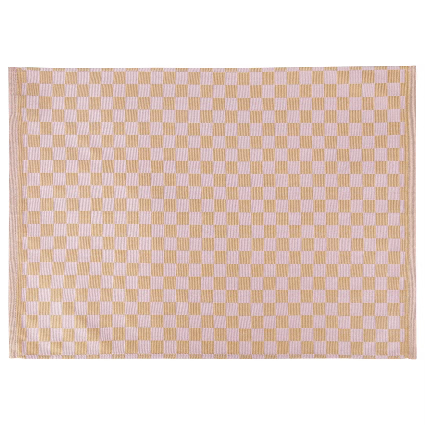 CHECKER STYLE Küchentuch 3er-Set - Baumwolle - Beige / Rosa