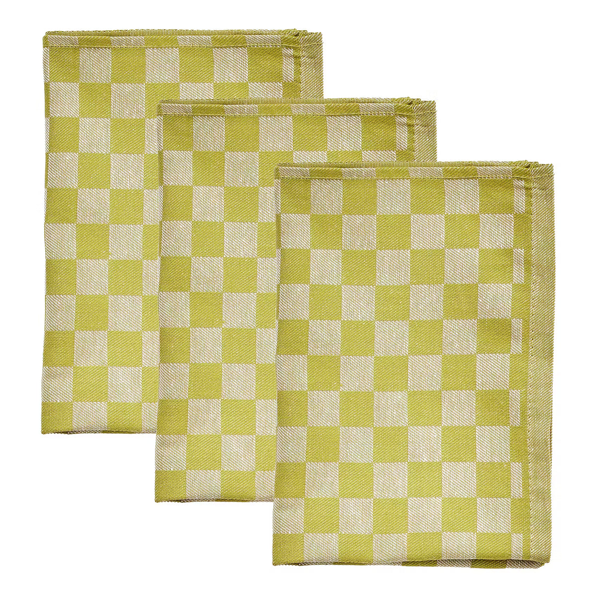 CHECKER STYLE Küchentuch 3er-Set - Baumwolle - Hellgrün