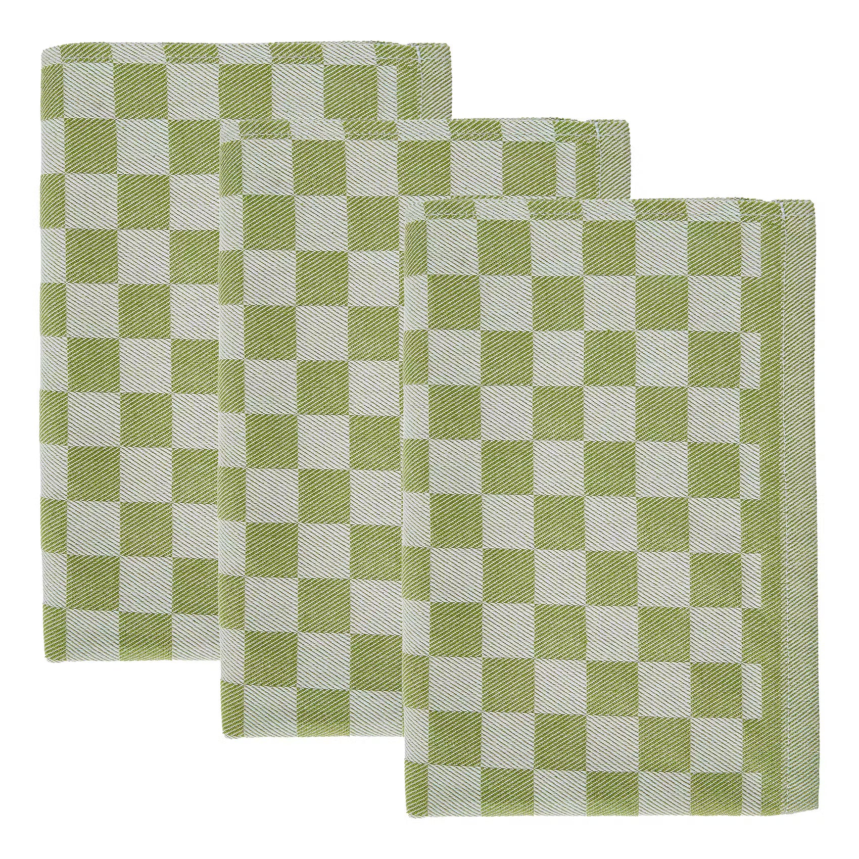 CHECKER STYLE Küchentuch 3er-Set - Baumwolle - Hellgrün