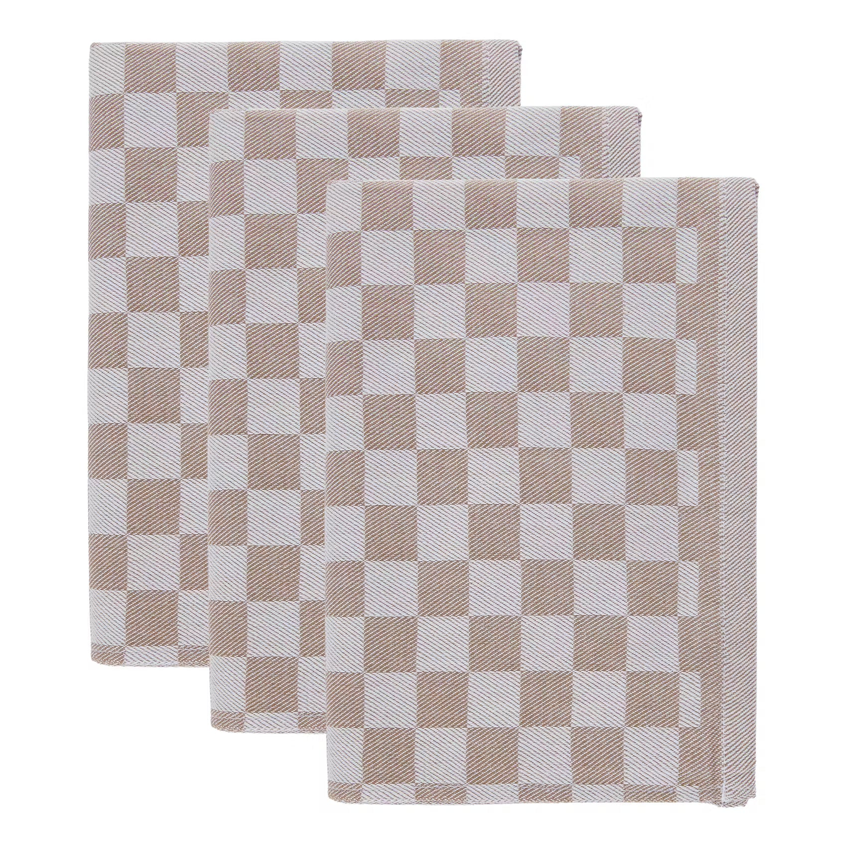 CHECKER STYLE Küchentuch 3er-Set - Baumwolle - Braun