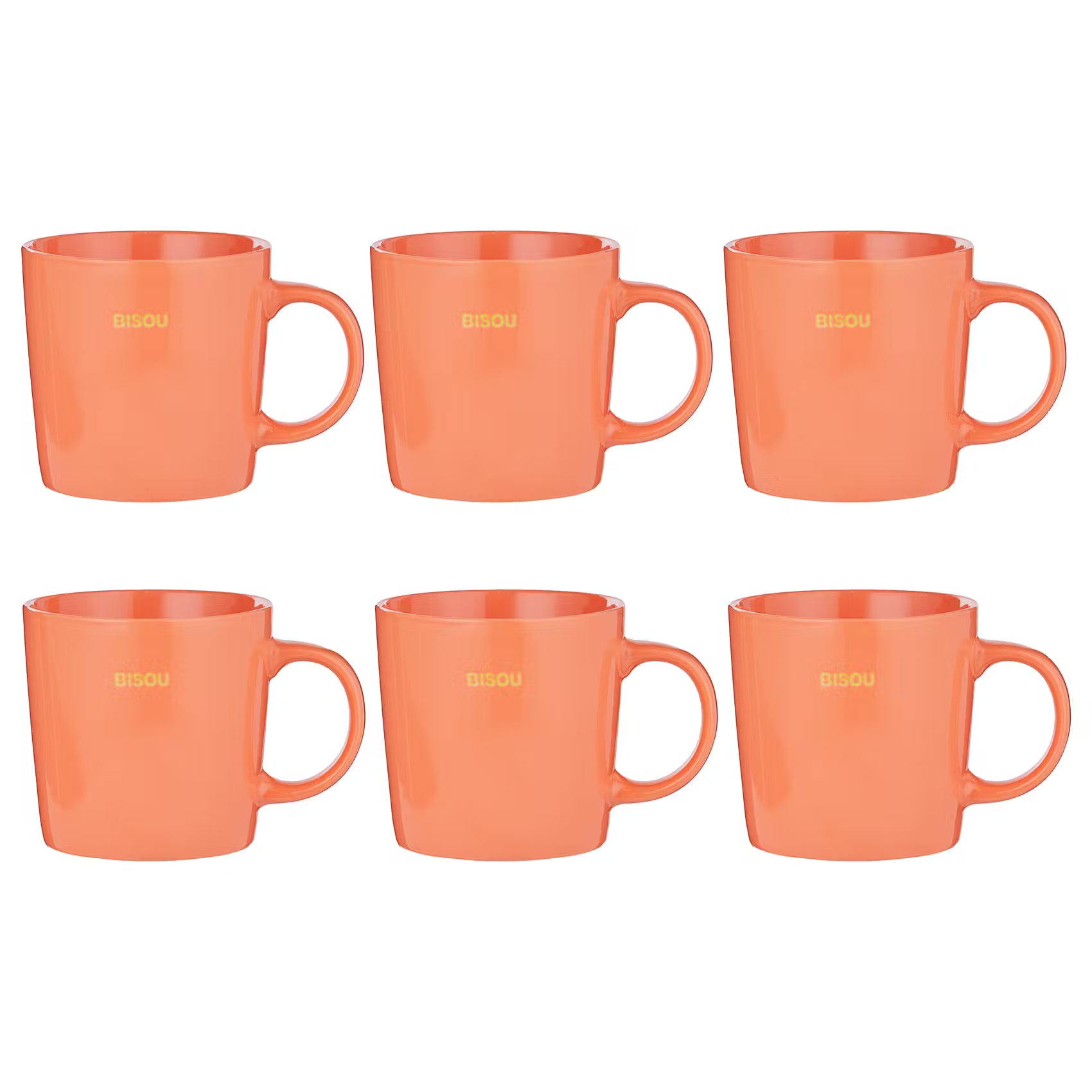 GOOD VIBES Tasse Bisou 6er-Set - Porzellan - Orange