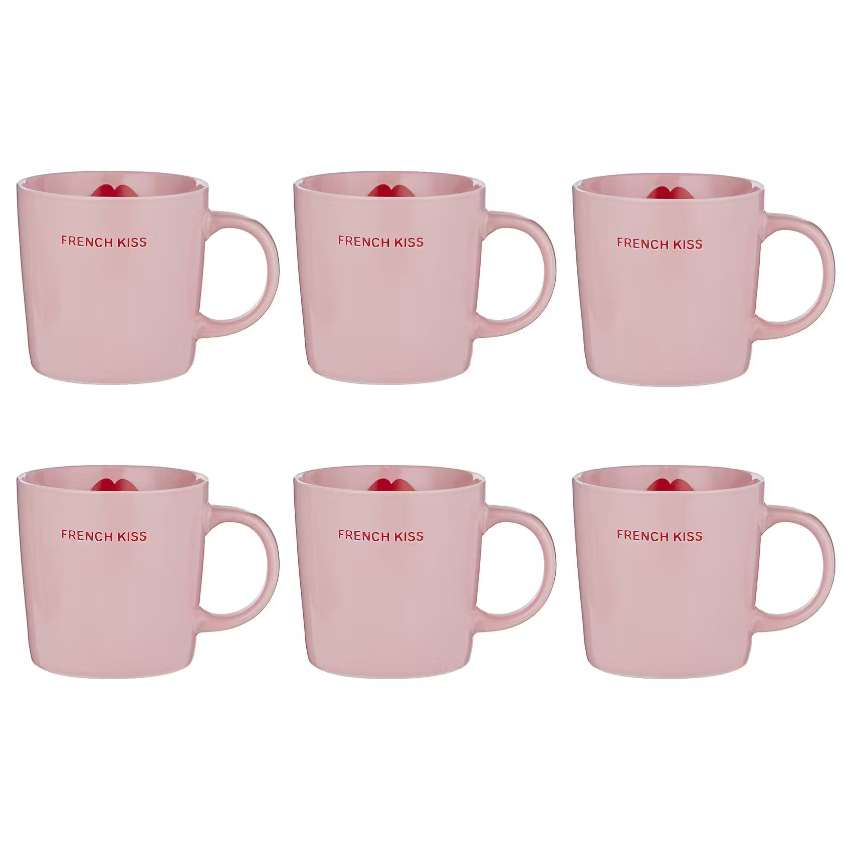GOOD VIBES Tasse French Kiss 6er-Set - Porzellan - Pink