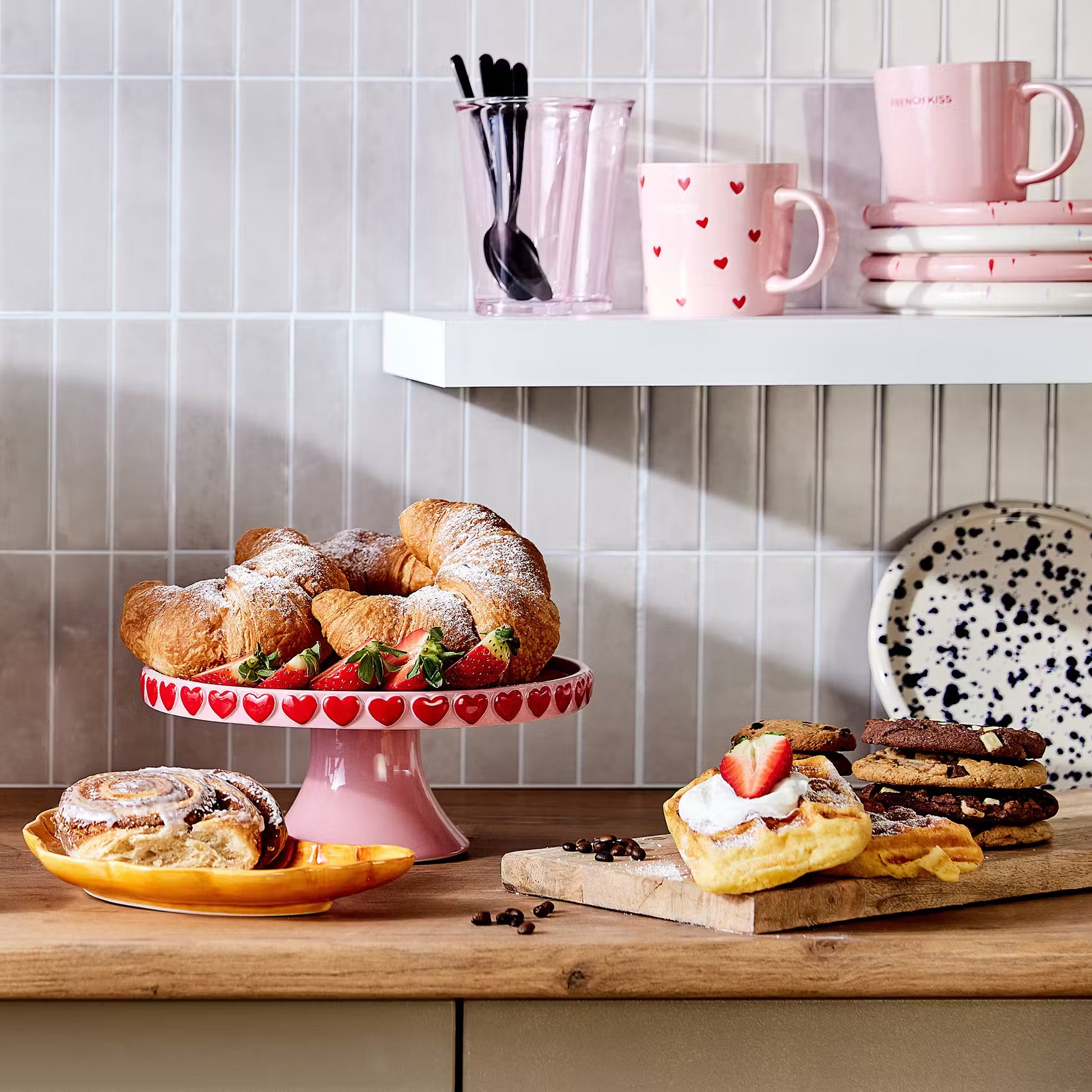 GOOD VIBES Tasse French Kiss 6er-Set - Porzellan - Pink