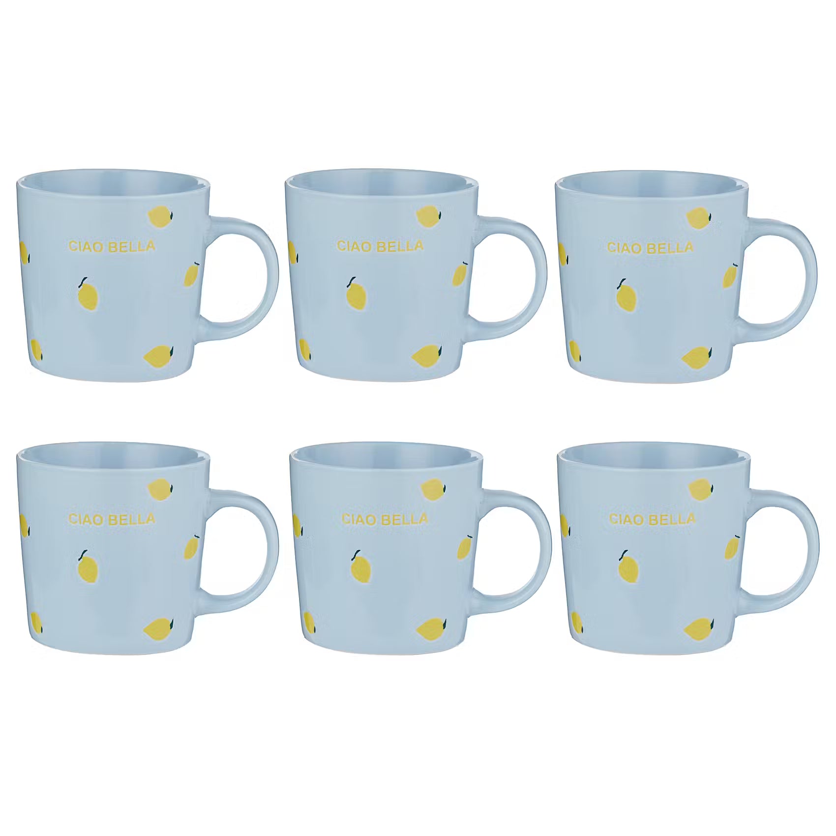 GOOD VIBES Tasse Ciao Bella 6er-Set - Porzellan - Hellblau