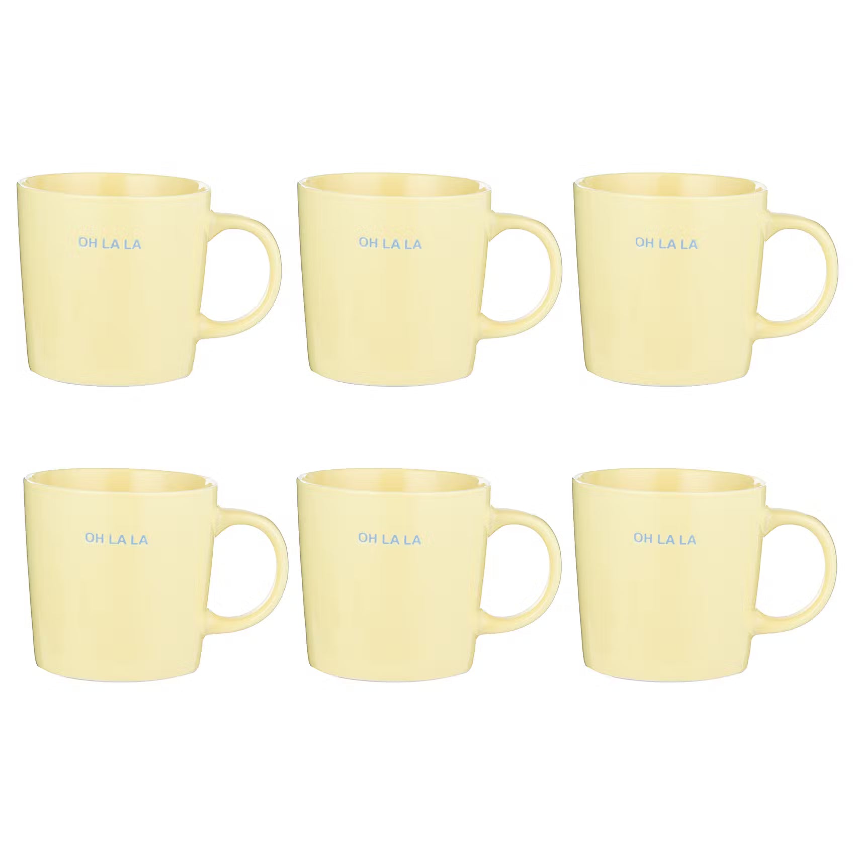 GOOD VIBES Tasse Oh la la 6er-Set - Porzellan - Pastellgelb