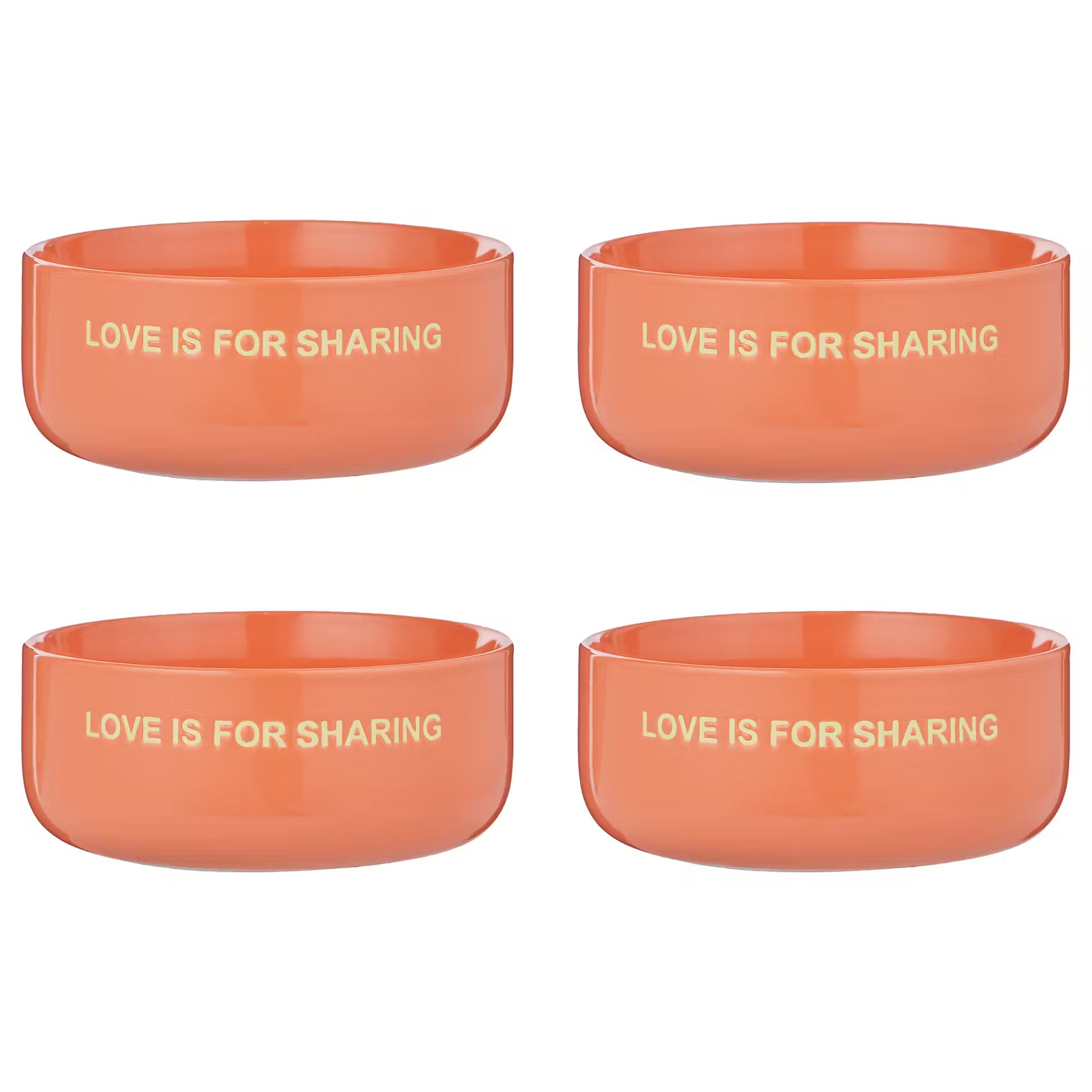 GOOD VIBES Schüssel Love is for Sharing 4er-Set - Porzellan - Orange