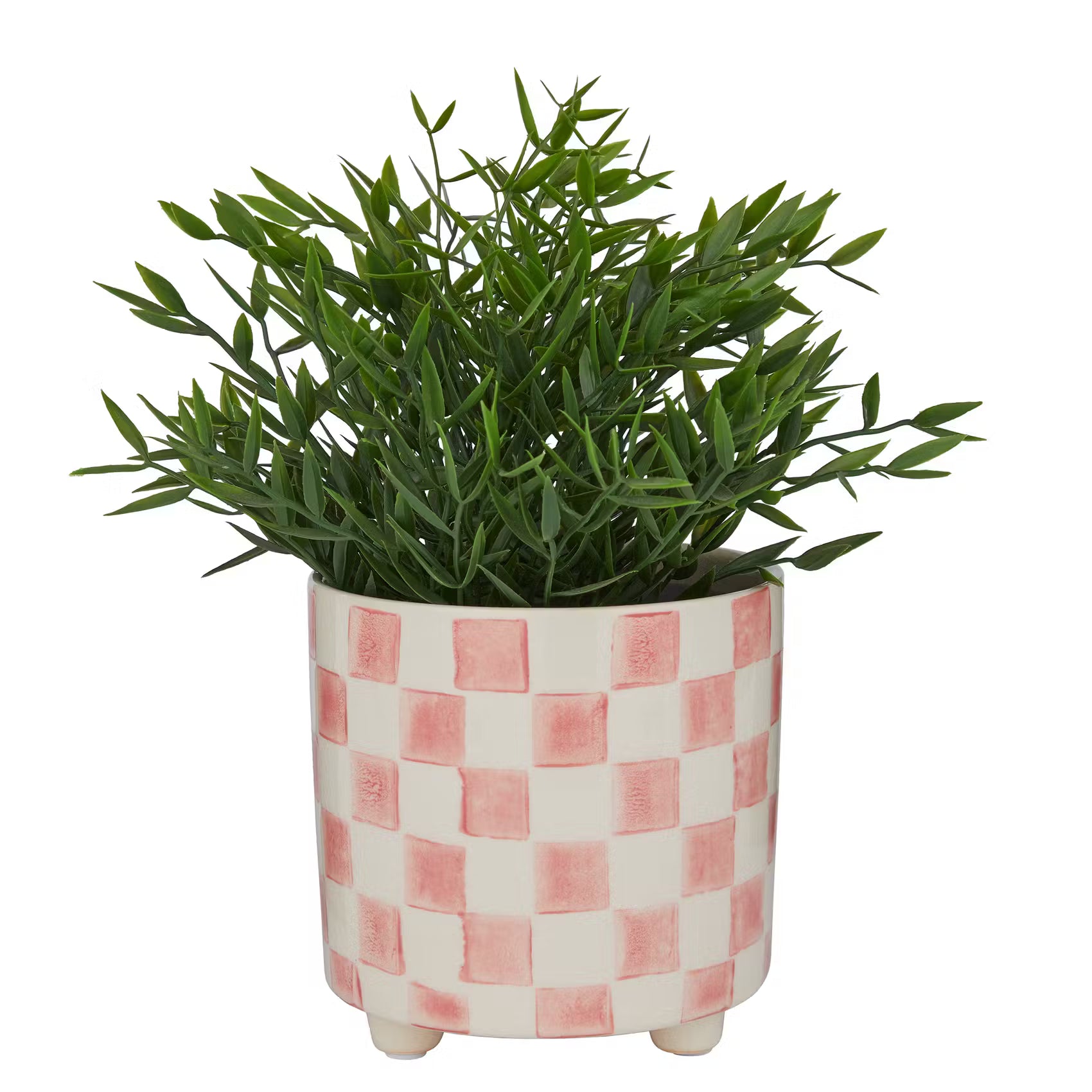 NEW DELFT Blumenübertopf Karo - Steinzeug - Beige / Pink - Rosa