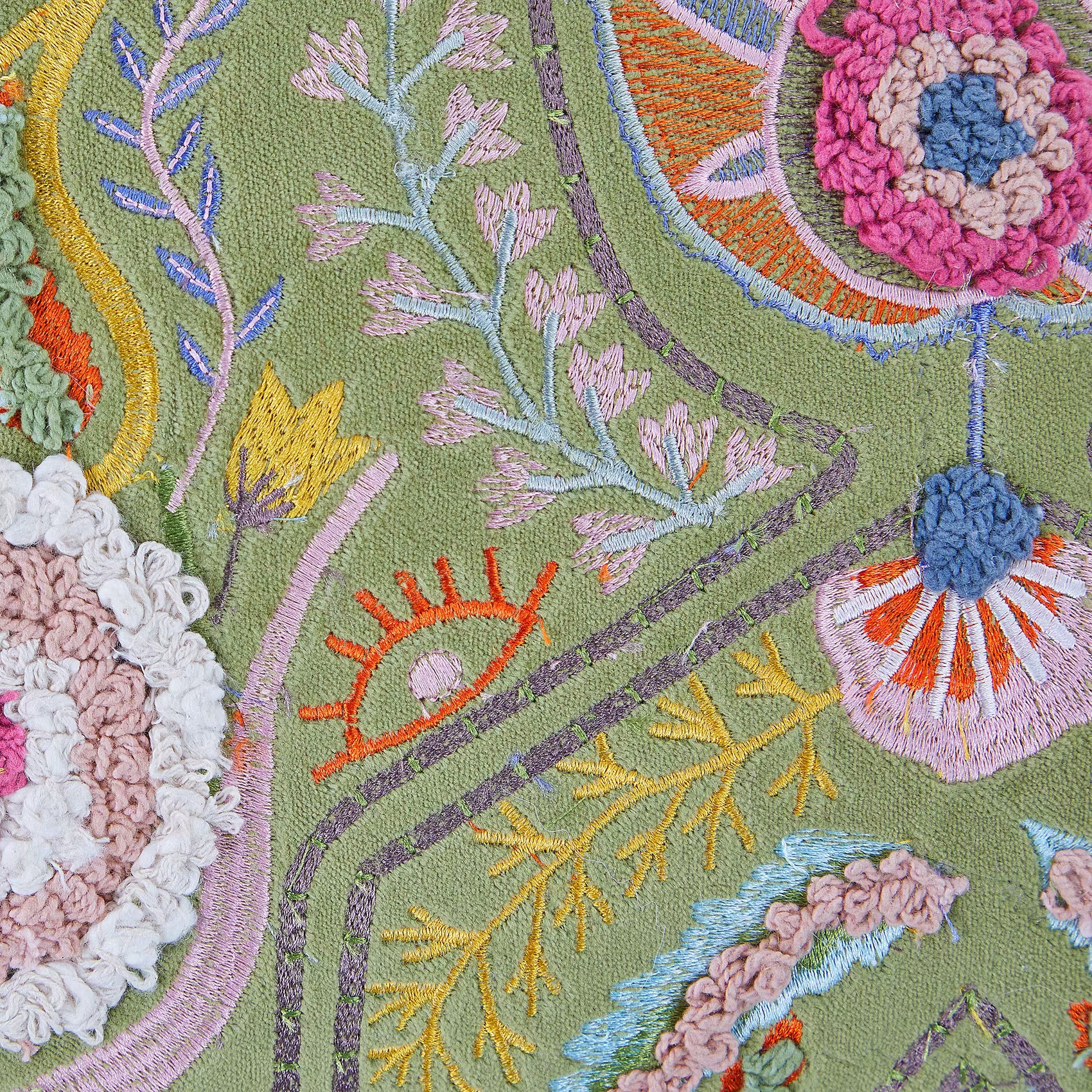 BOHEMIAN Kissen Floral - Baumwolle - Grün