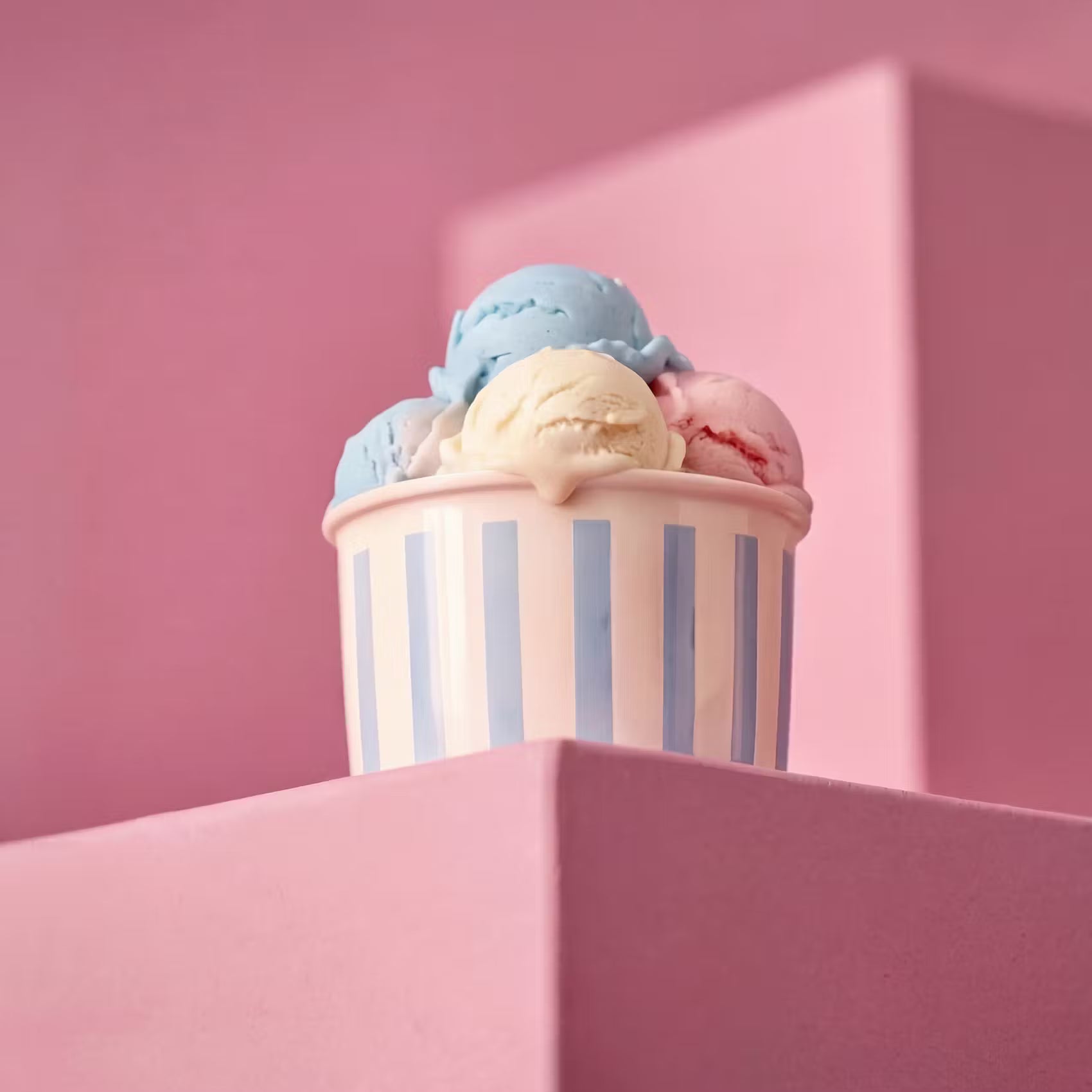 GELATO Eisbecher Streifen - Porzellan - Blau / Weiß - Blau