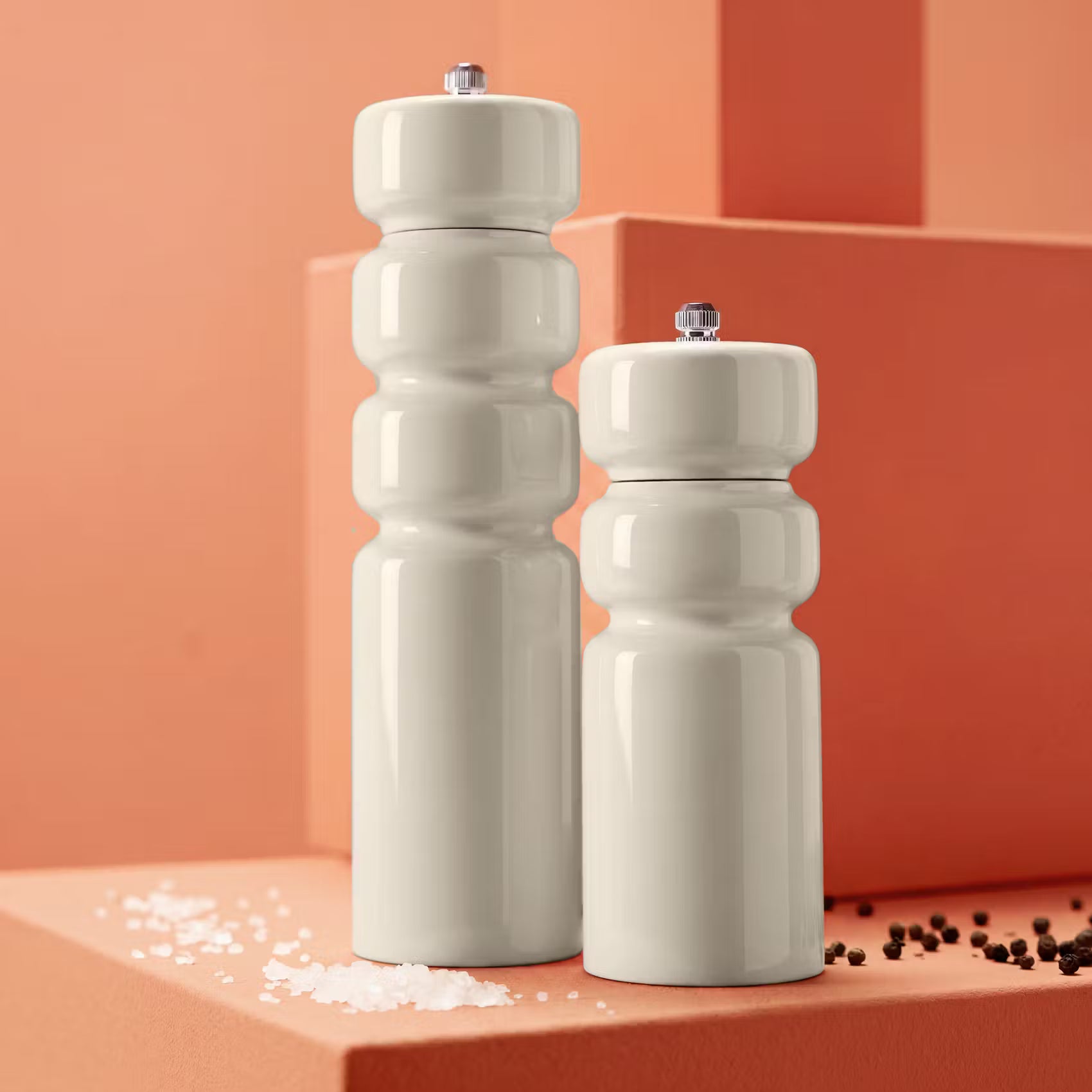 SALT & PEPPER Salz- & Pfeffermühle - Gummiholz / Stahl / Keramik / Aluminium / Polypropylen - Beige - Höhe: 23 cm