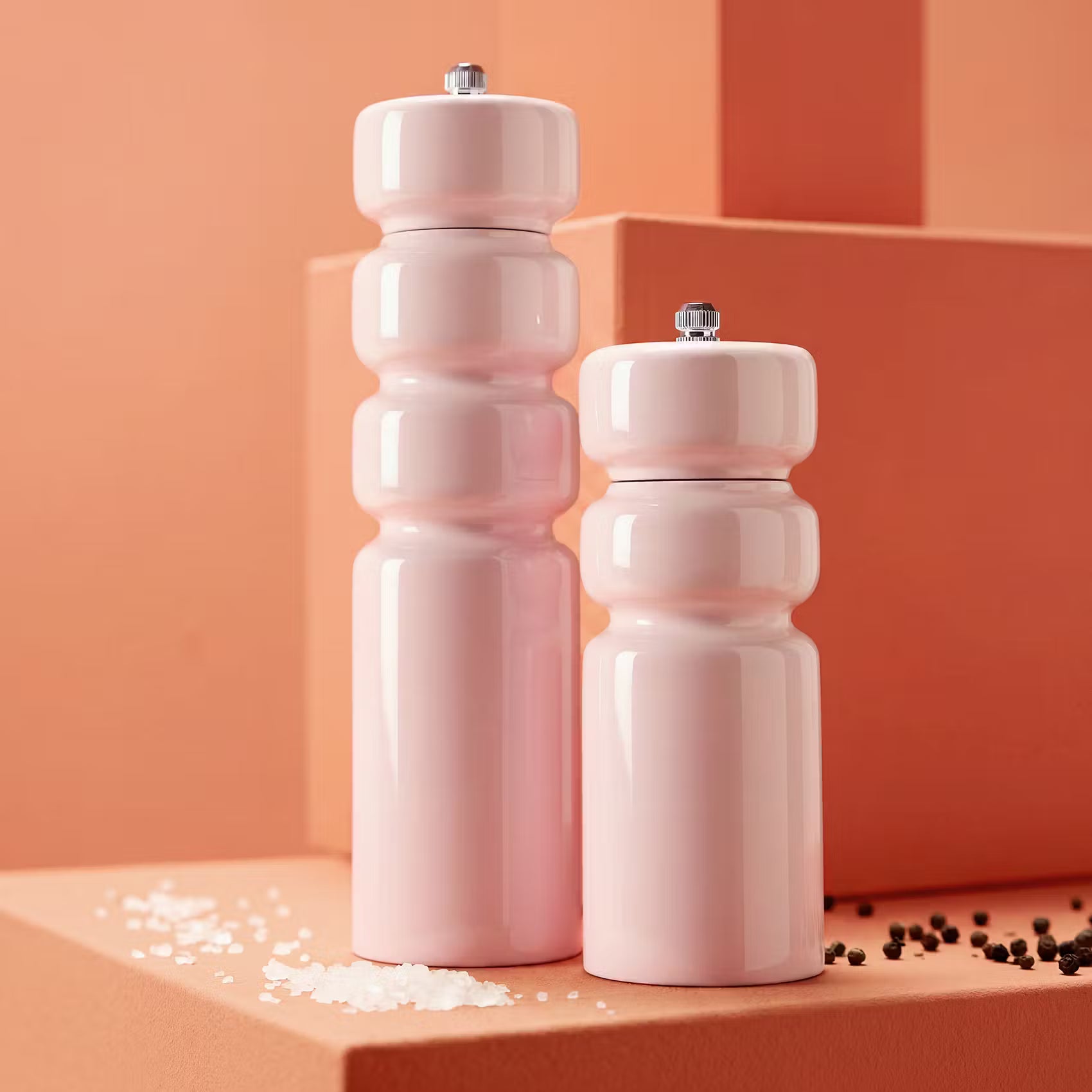 SALT & PEPPER Salz- & Pfeffermühle - Gummiholz / Stahl / Keramik / Aluminium / Polypropylen - Rosa - Höhe: 23 cm