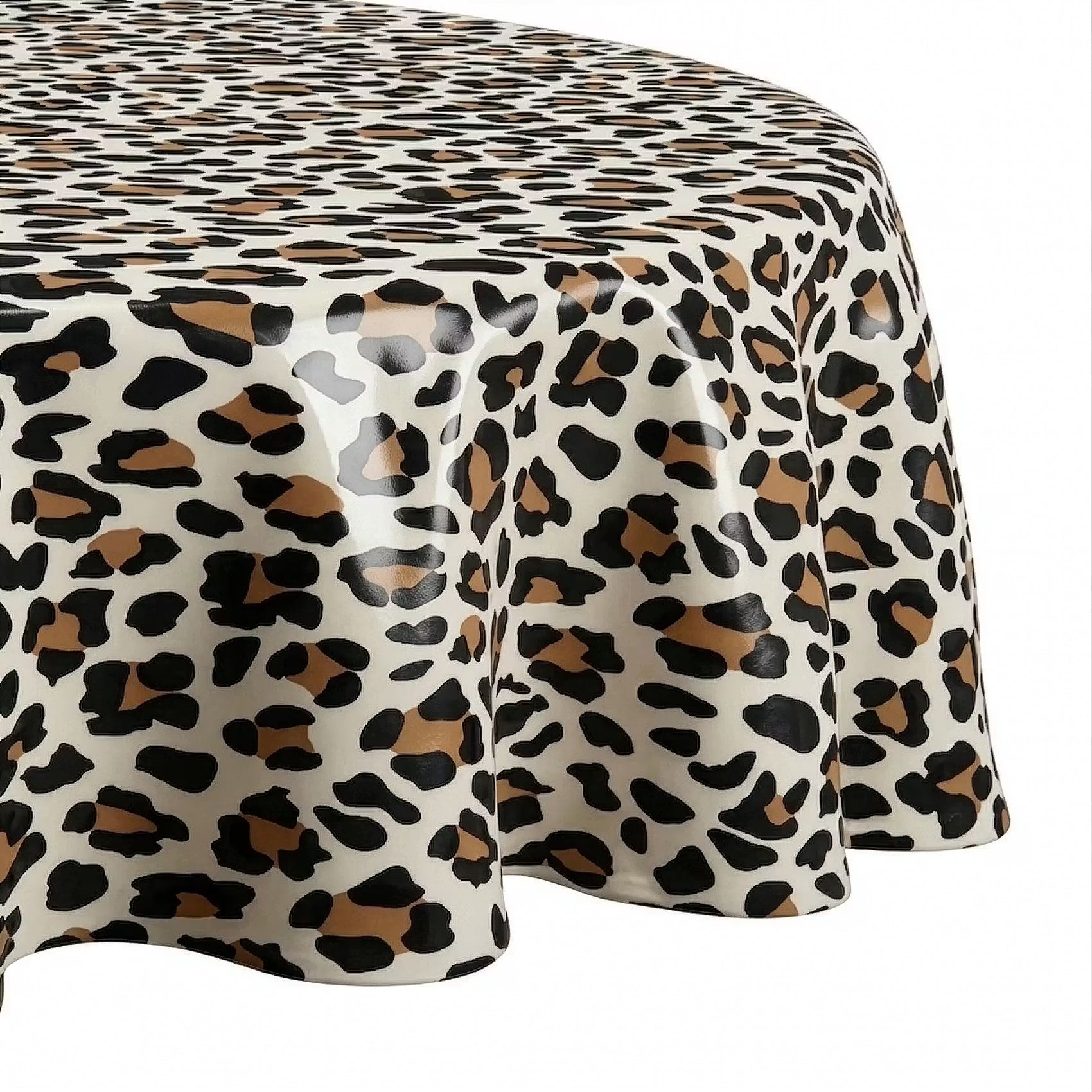 WATERPROOF Wachstischdecke Leo - Polyester / EVA -  Schwarz / Braun