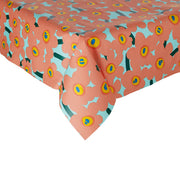 WATERPROOF Wachstischdecke Blumen - Polyester / EVA -  Grün / Orange - 130 x 160 cm