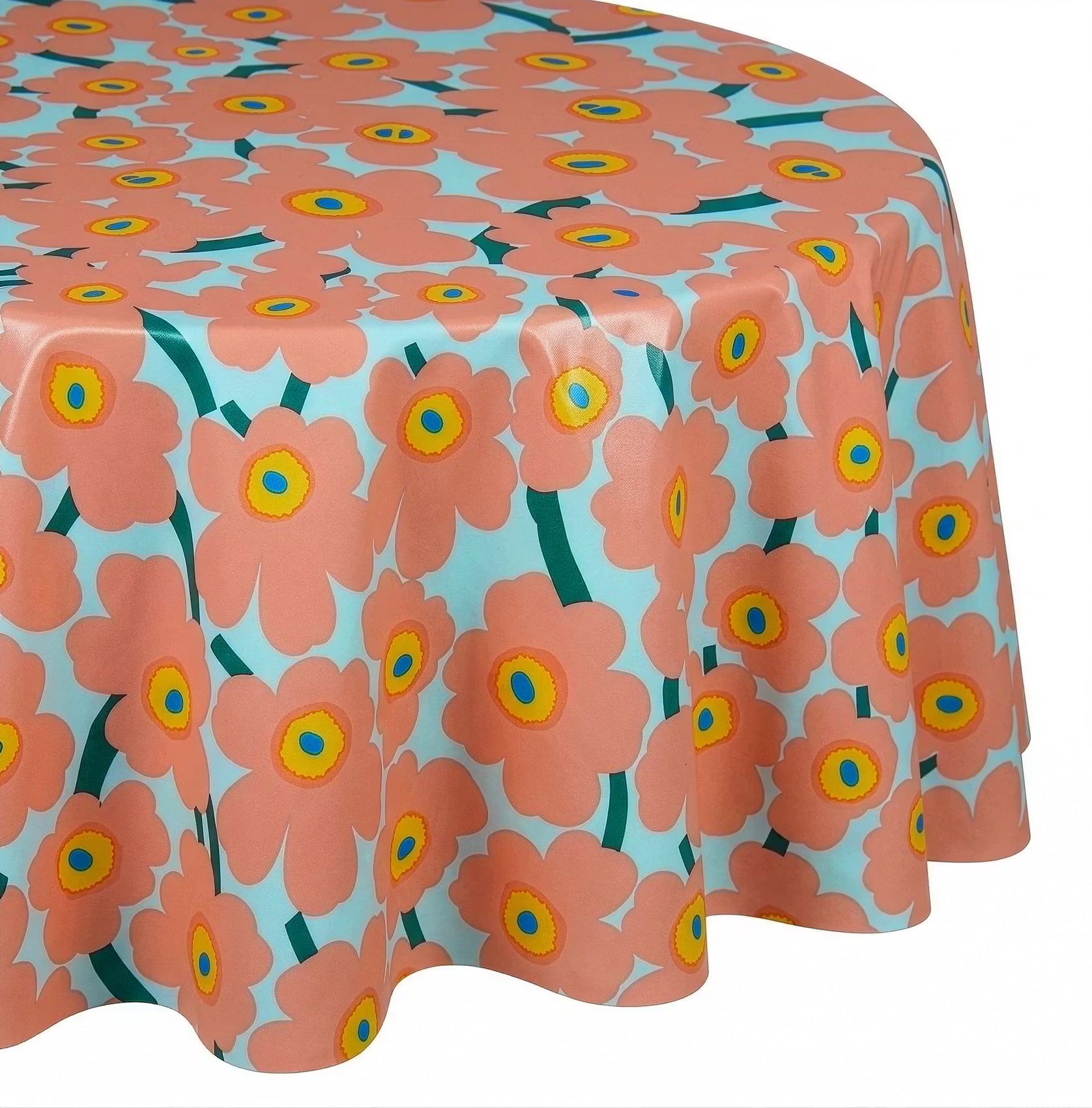 WATERPROOF Wachstischdecke Blumen - Polyester / EVA -  Grün / Orange