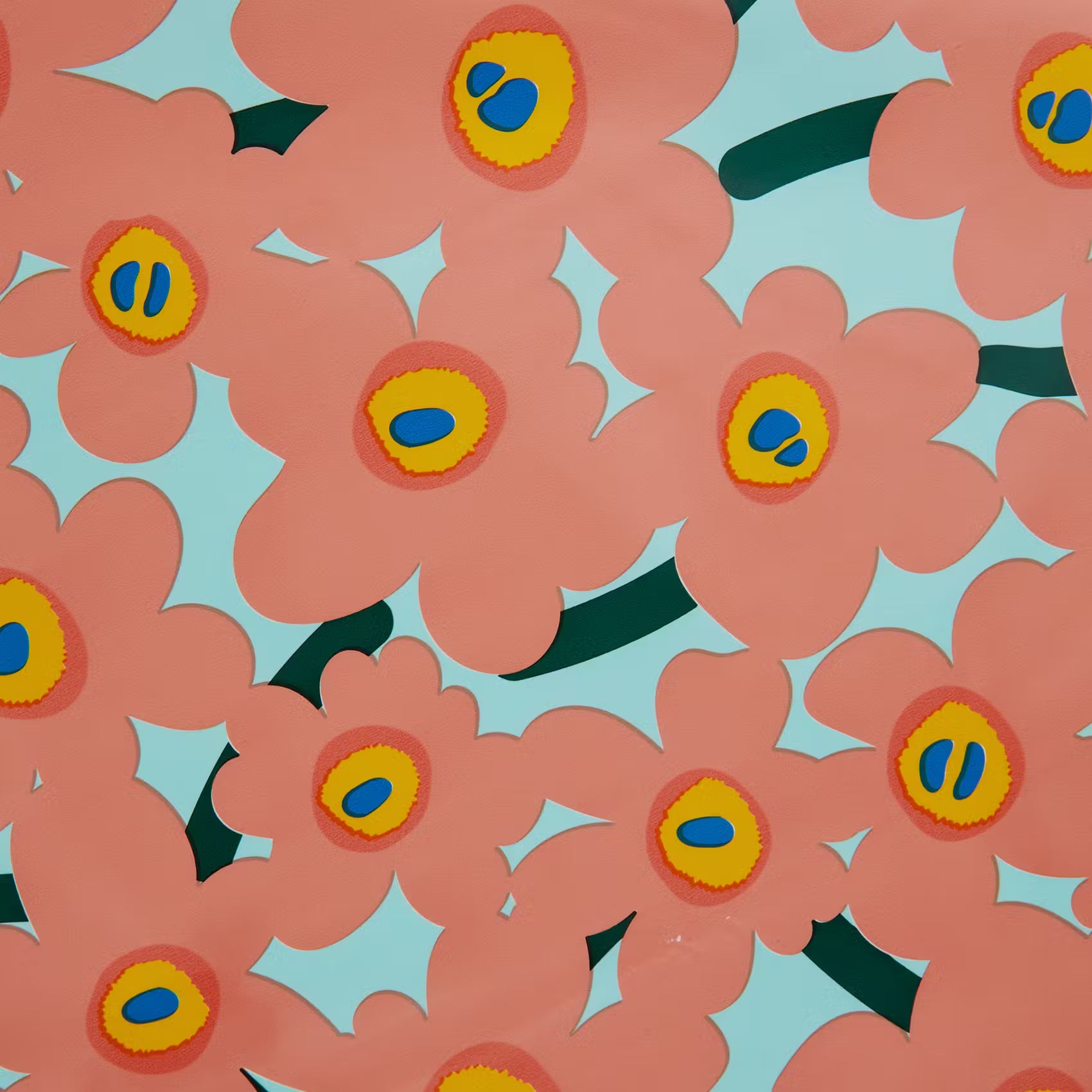 WATERPROOF Wachstischdecke Blumen - Polyester / EVA -  Grün / Orange