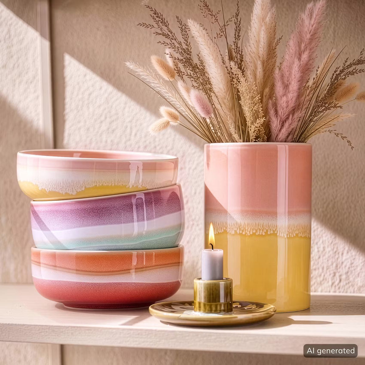 MEDLEY Vase - Steinzeug - Gelb