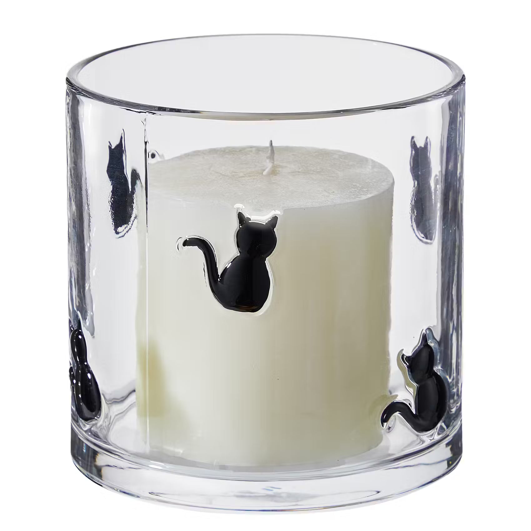 HALLOWEEN Windlicht Katze - Glas - Transparent