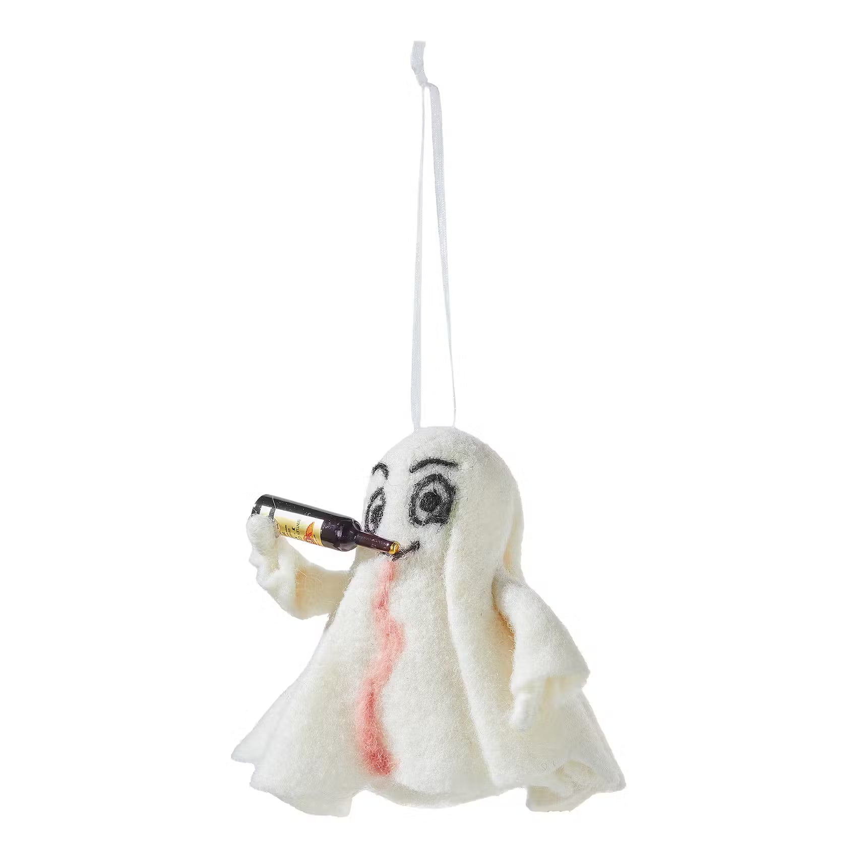 HANG ON Filz-Anhänger Geist mit Rotwein - Filz - Weiß