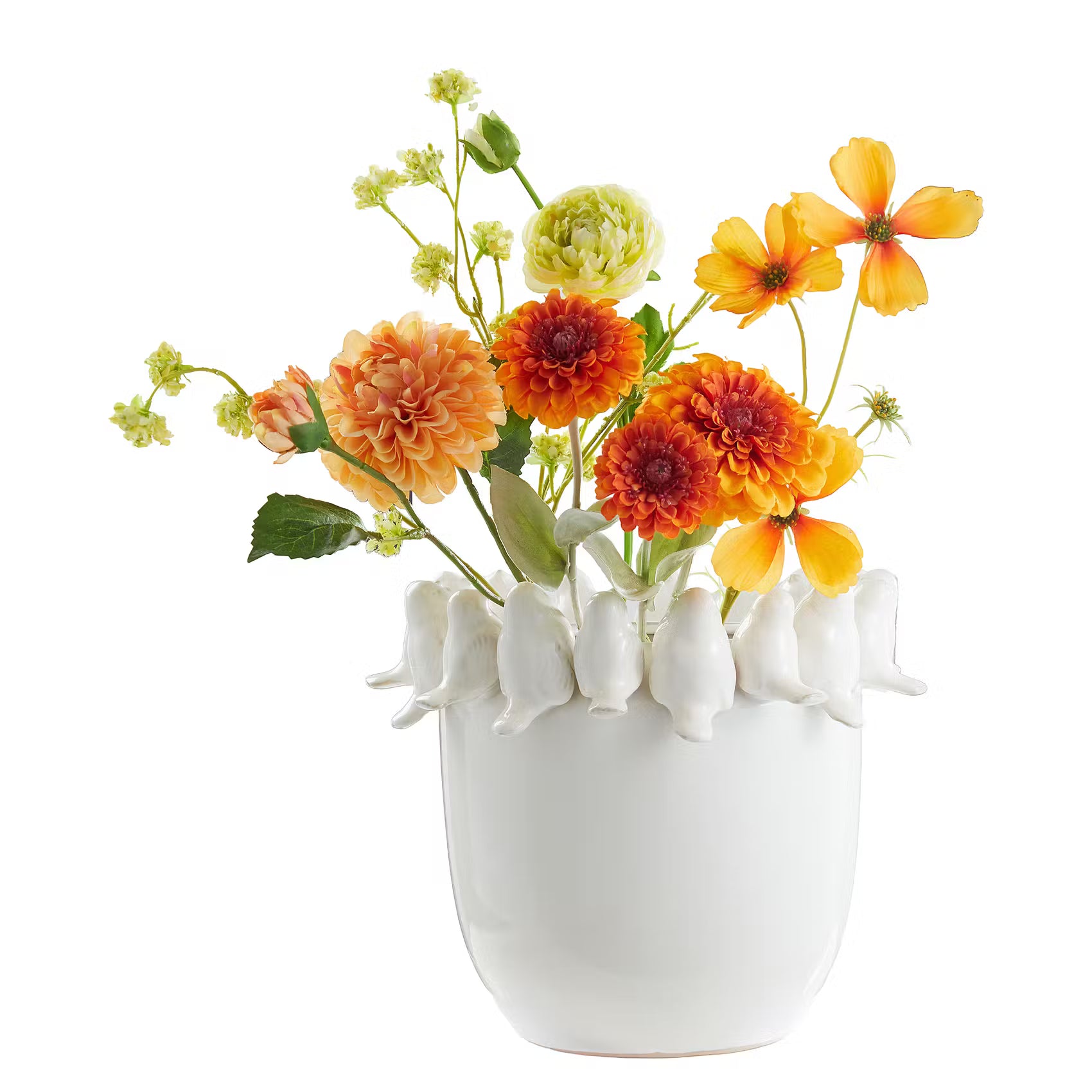 BIRDS Vase - Steinzeug - Weiß