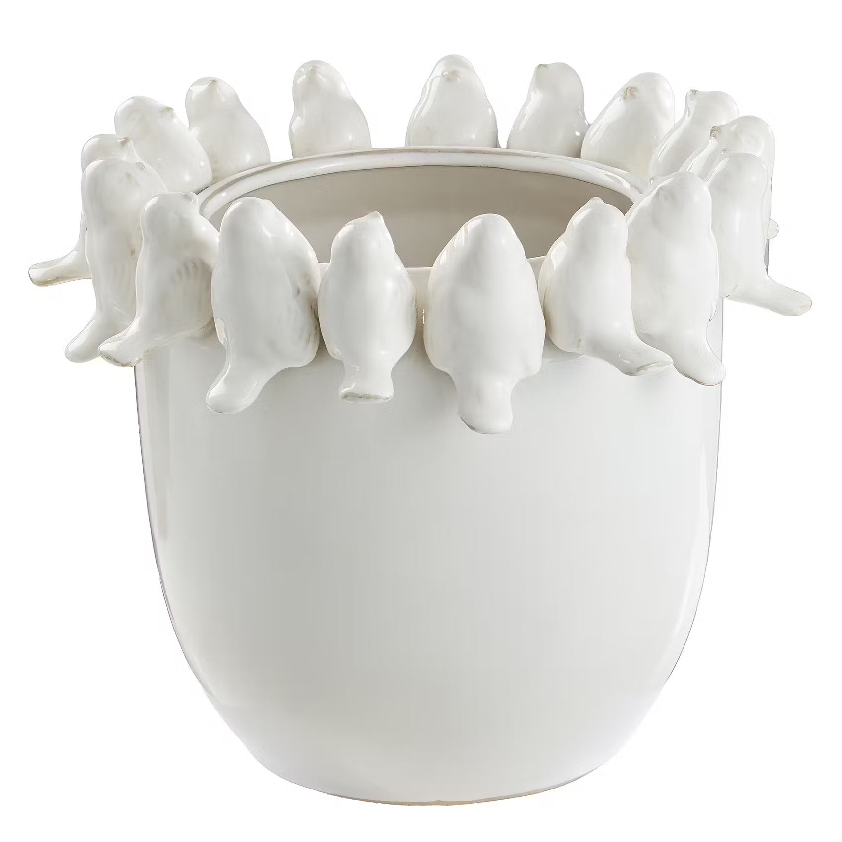 BIRDS Vase - Steinzeug - Weiß