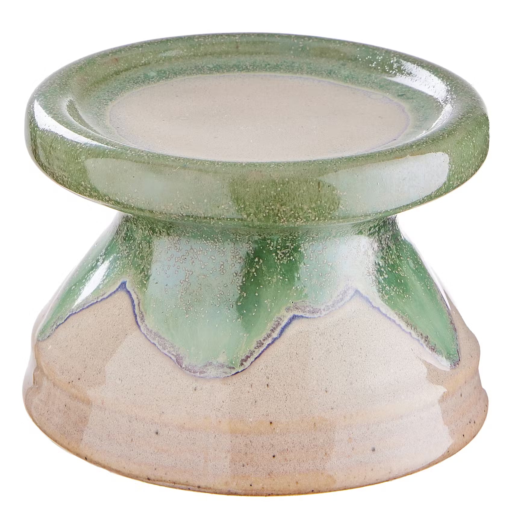 SEVENTIES Stumpenkerzenhalter - Steinzeug - Beige - Höhe: 8 cm