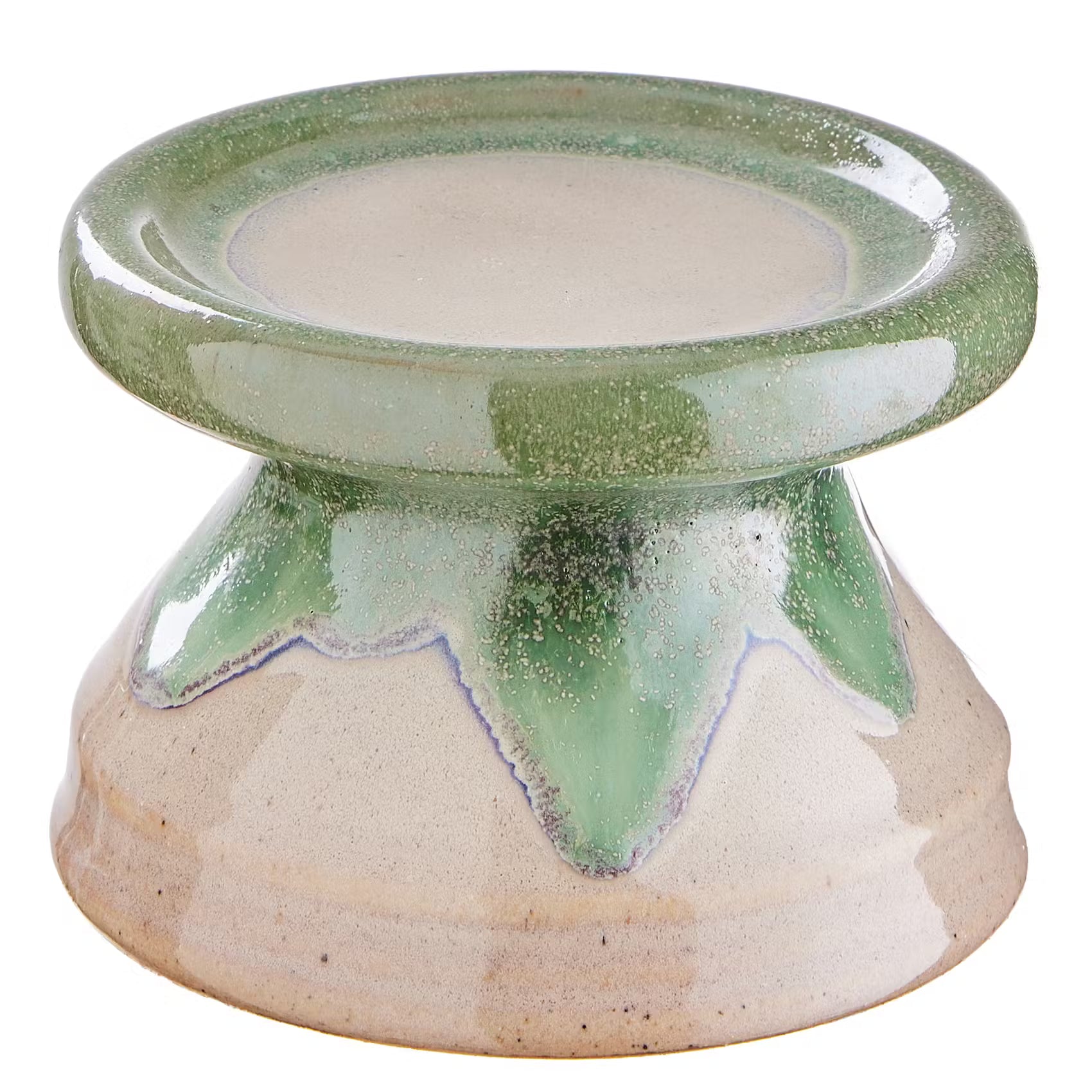 SEVENTIES Stumpenkerzenhalter - Steinzeug - Beige - Höhe: 8 cm