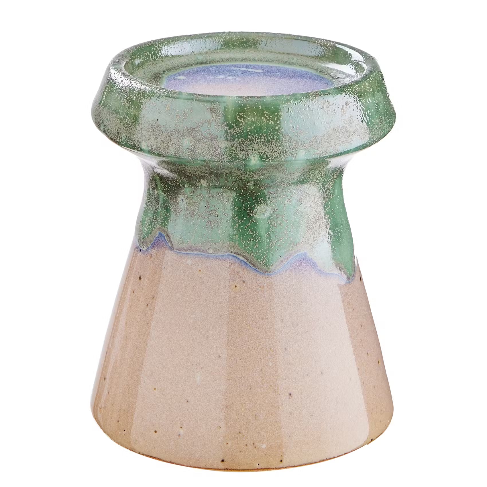 SEVENTIES Stumpenkerzenhalter - Steinzeug - Beige - Höhe: 12 cm