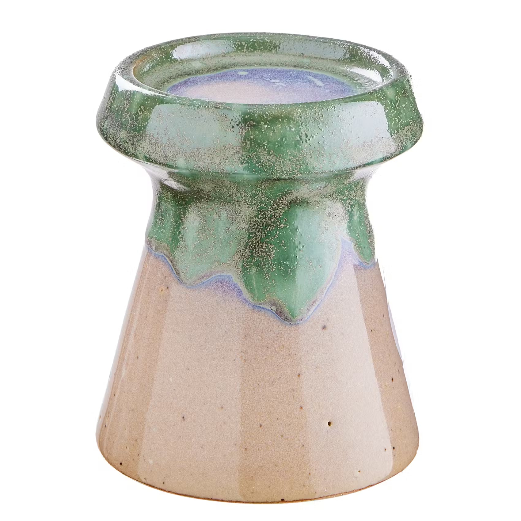 SEVENTIES Stumpenkerzenhalter - Steinzeug - Beige - Höhe: 12 cm