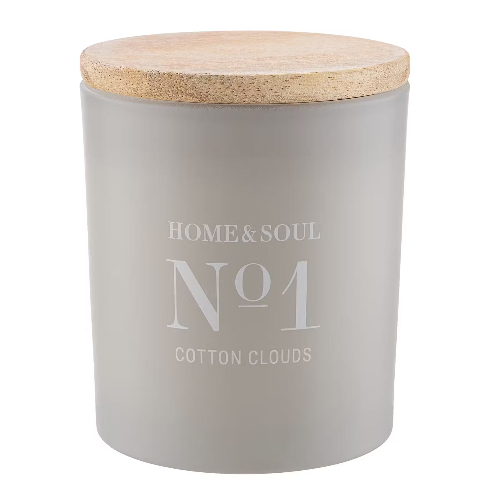 HOME & SOUL Duftkerze Cotton Clouds No.1 - Sojawachs/Paraffinwachs/Duftanteil /Pinienholz - Grau