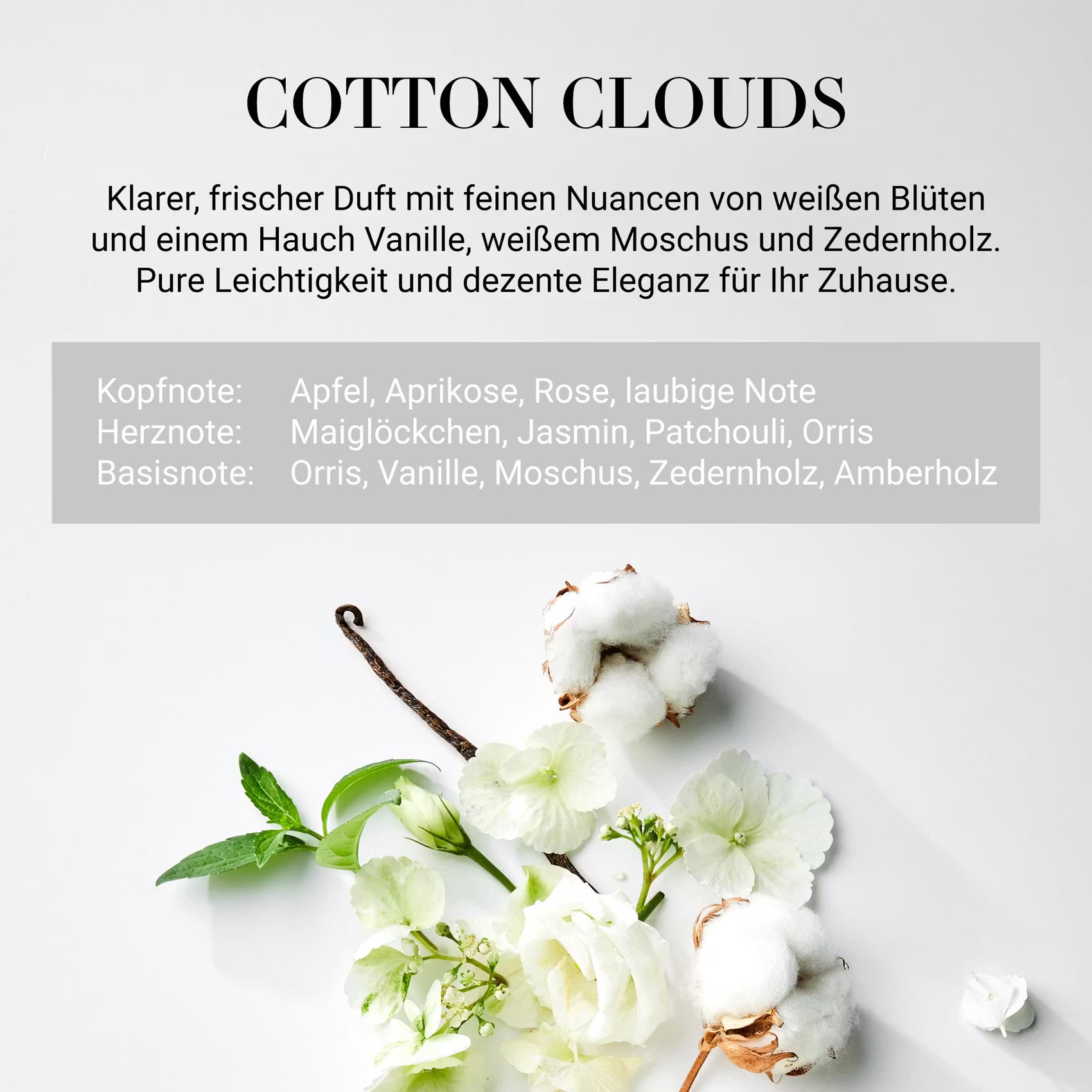 HOME & SOUL Duftkerze Cotton Clouds No.1 - Sojawachs/Paraffinwachs/Duftanteil /Pinienholz - Grau