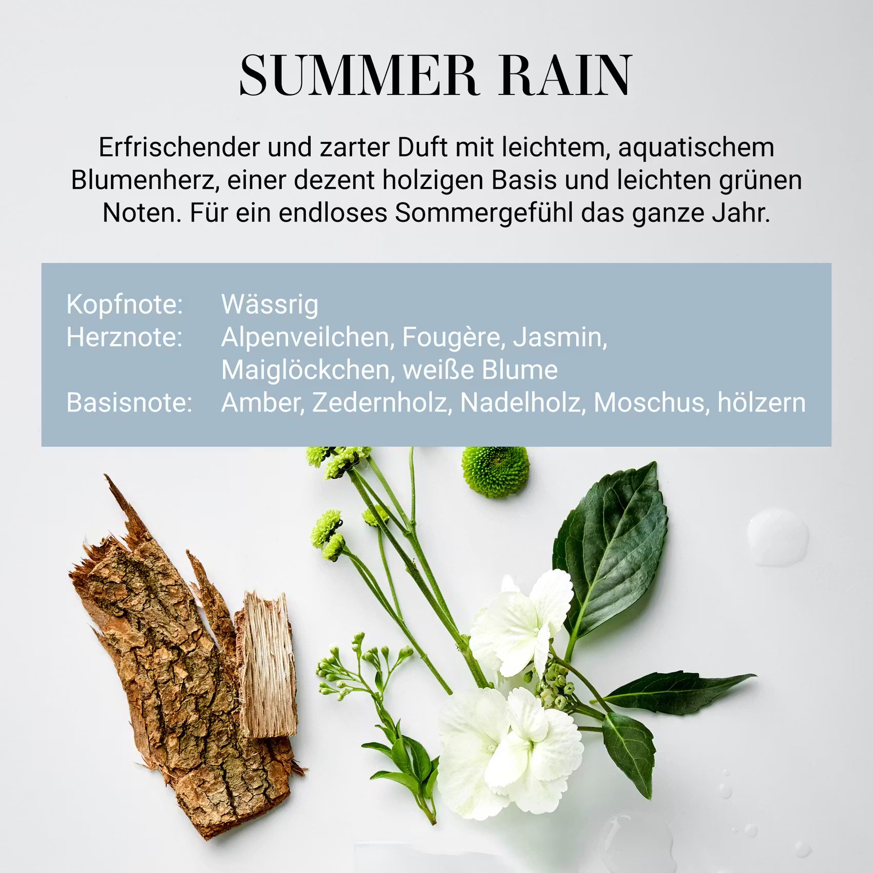 HOME & SOUL Duftkerze Summer Rain No.2 - Sojawachs/Paraffinwachs/Duftanteil /Pinienholz - Hellblau
