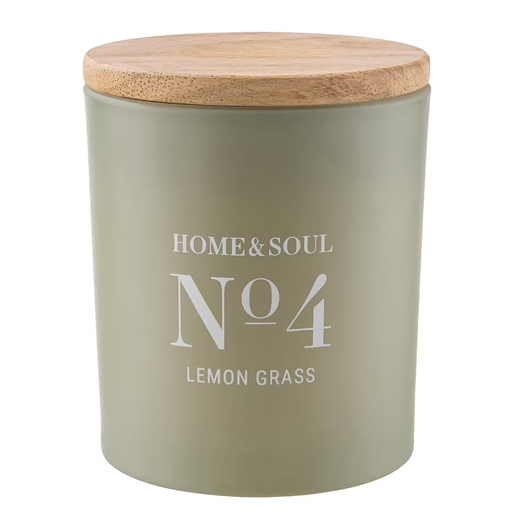 HOME & SOUL Duftkerze Lemon Grass No.4 - Sojawachs/Paraffinwachs/Duftanteil /Pinienholz - Grün