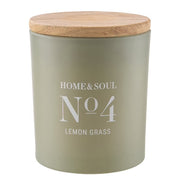 HOME & SOUL Duftkerze Lemon Grass No.4 - Sojawachs/Paraffinwachs/Duftanteil /Pinienholz - Grün